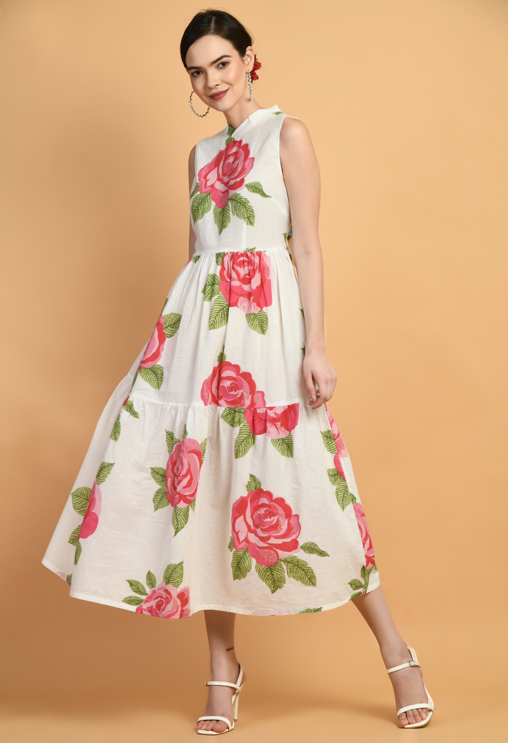 Gulabi Bagh Flare Cotton Dress | Cotton Flared Dress for Women