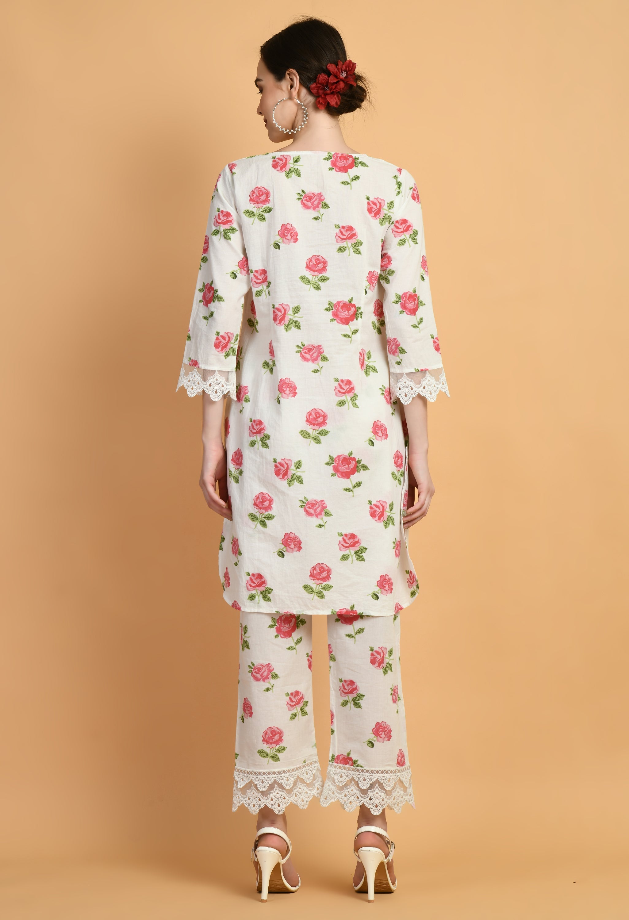 Lace Cotton Kurta Set | Lace Pattern Kurta Sets