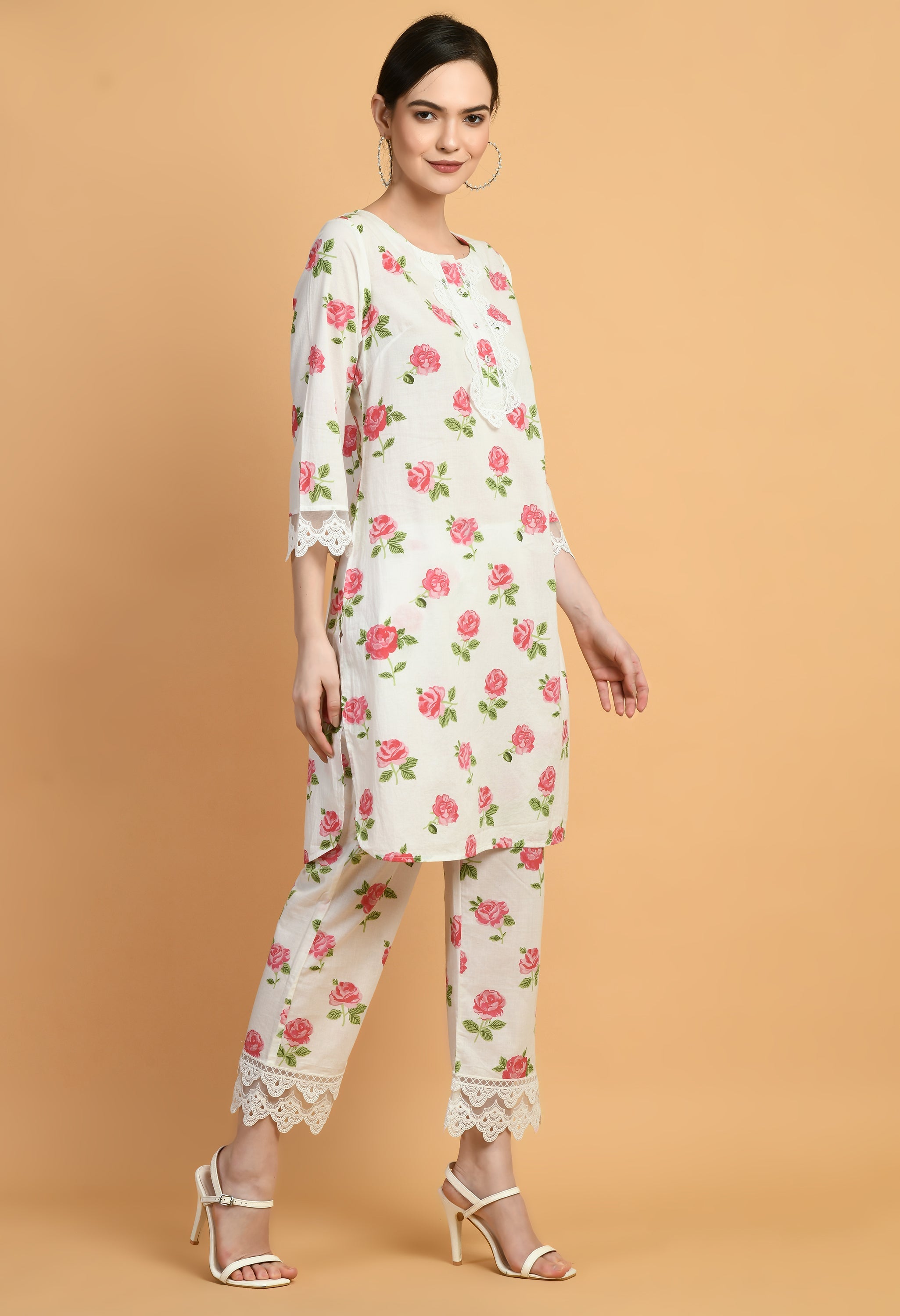 Lace Cotton Kurta Set | Lace Pattern Kurta Sets