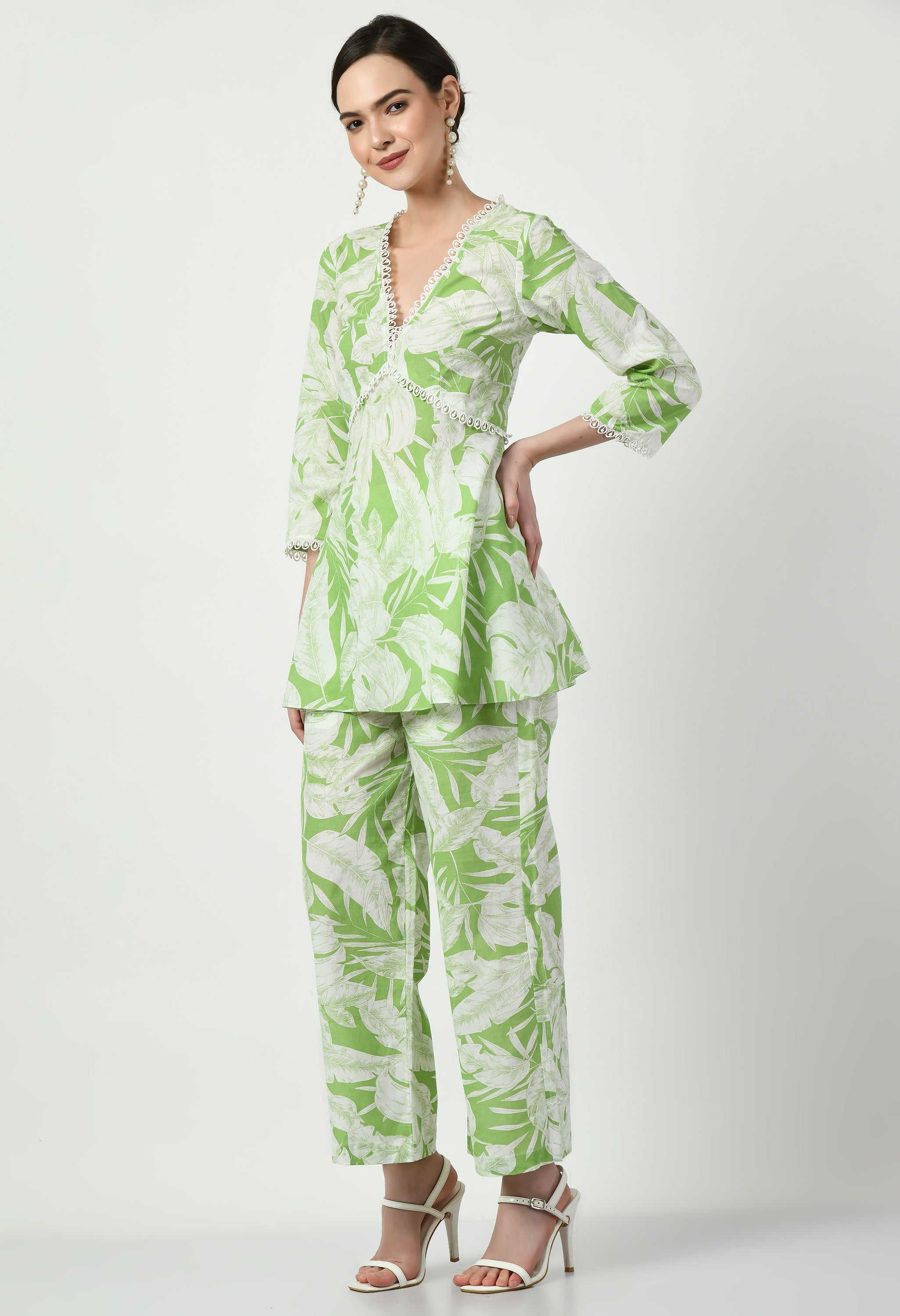 Cotton Aaliya Green Top | Green Tops for Women Online