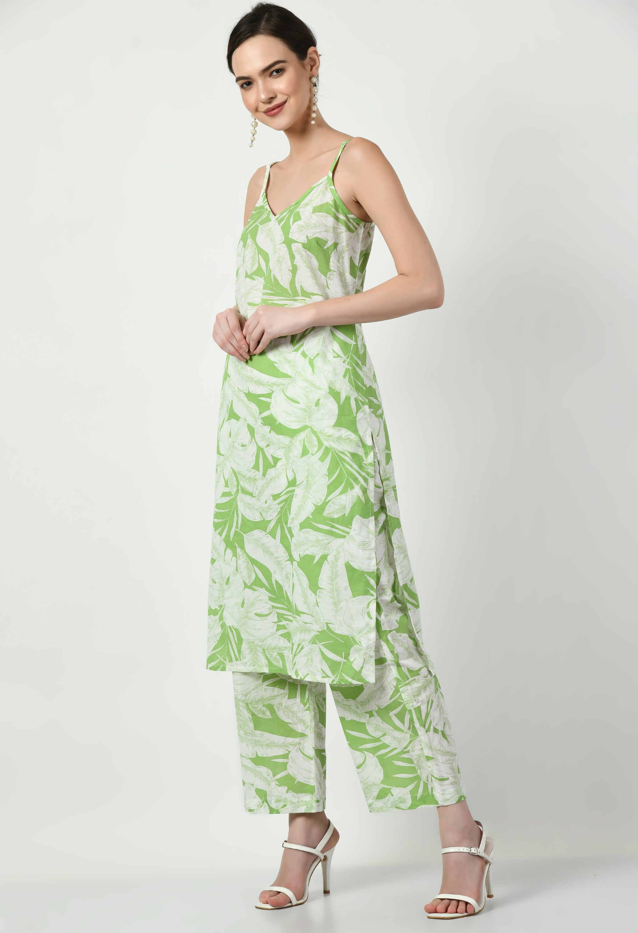 Straight Green Cotton Kurta Set | Green kurta Set for Women