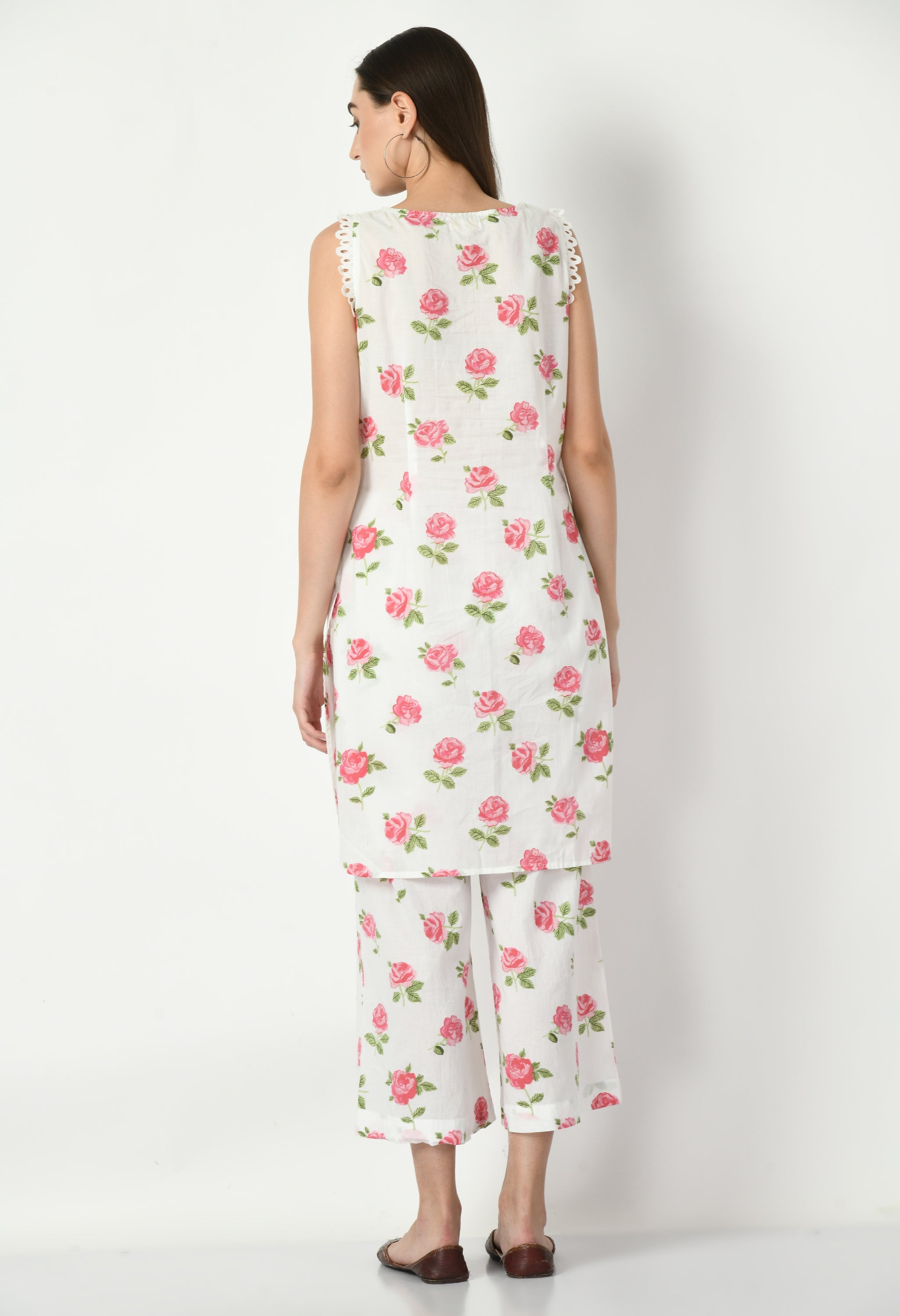 Red Rose Cotton Kurta Set | Red Rose Kurta Set