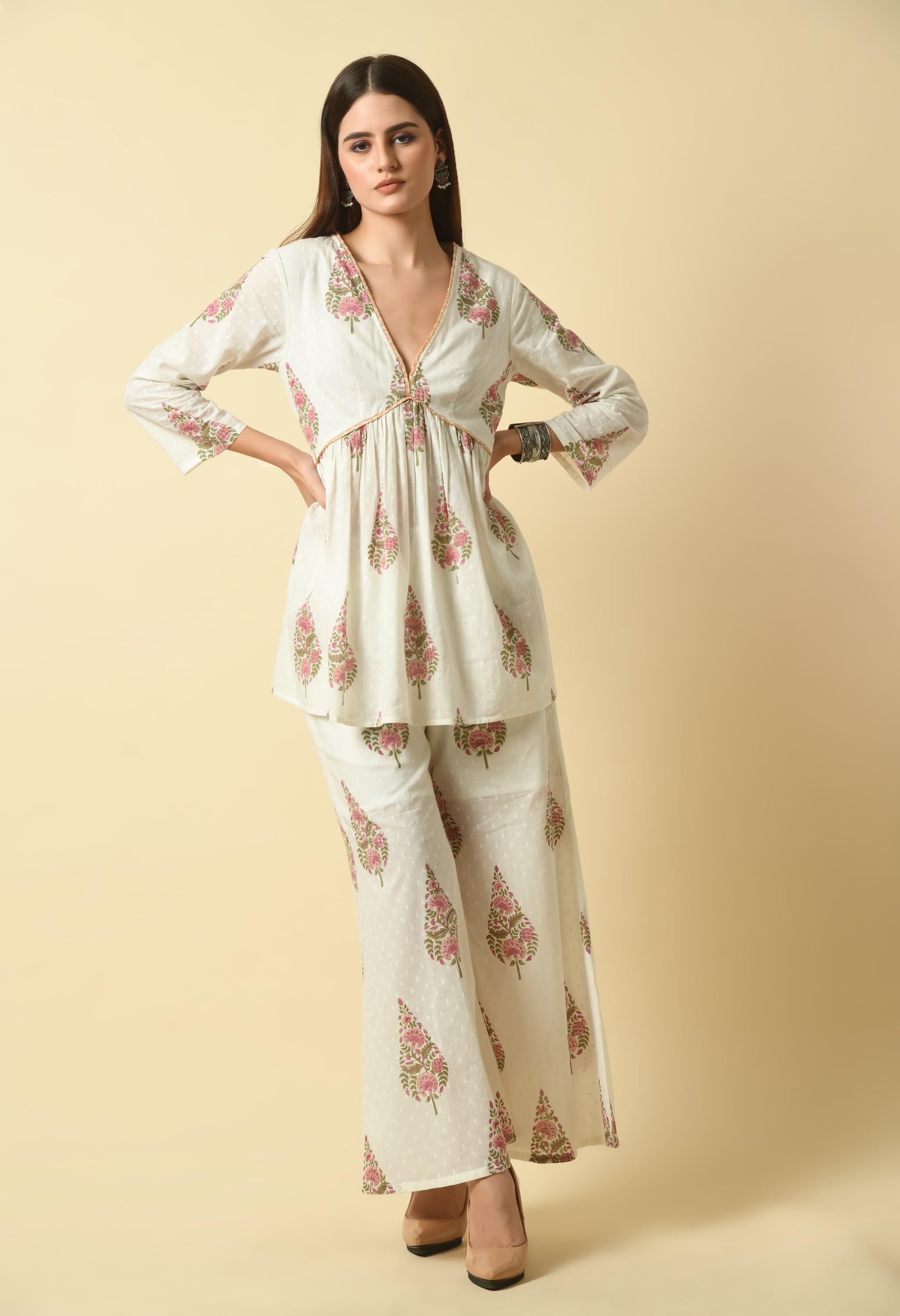 Mirah Handblock Co Ord Set | Stylish Co-ords Sets for Women