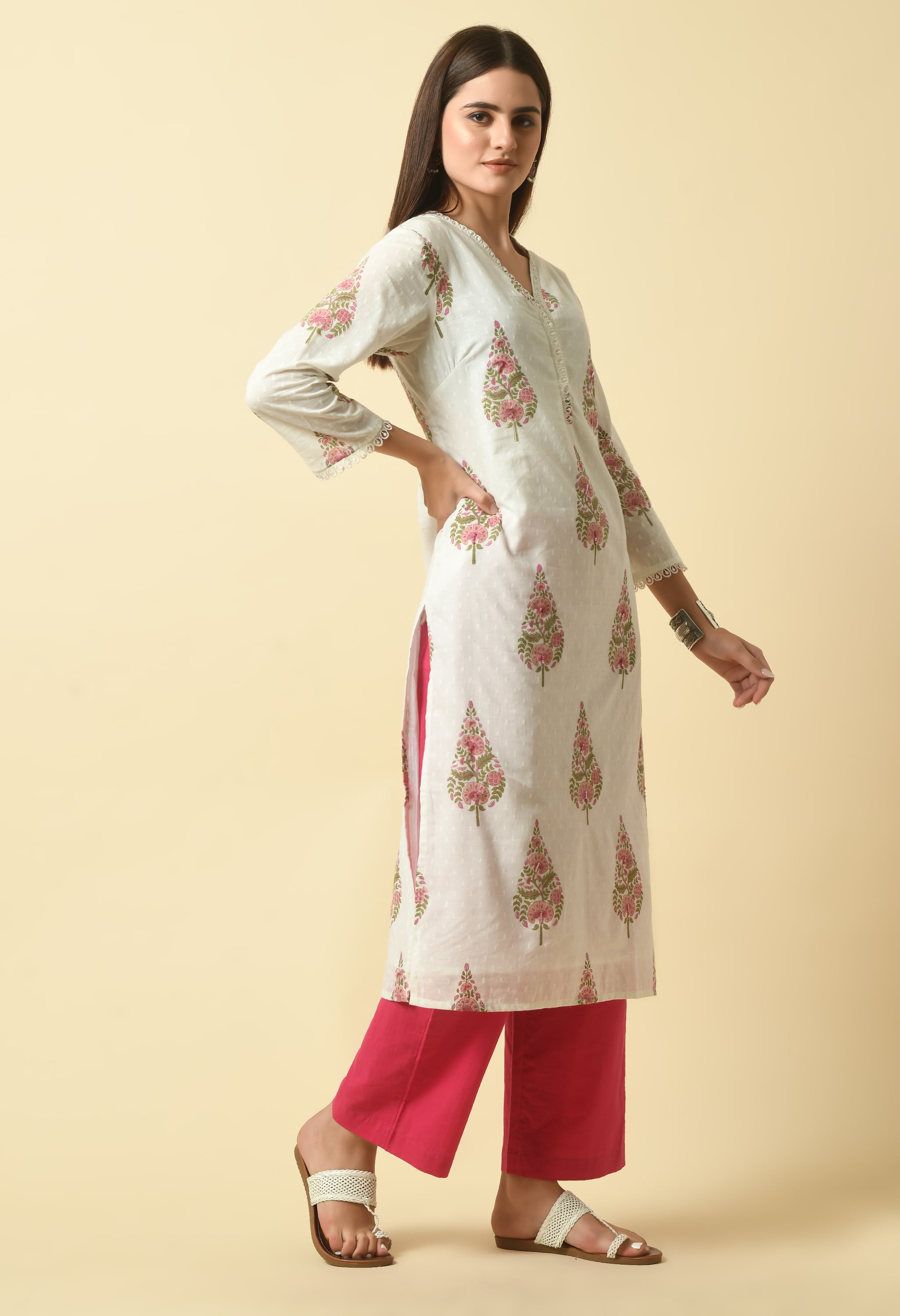 Madhuri Hand Block Cotton Kurta Set | Buy Hand Block Print Kurtas Set
