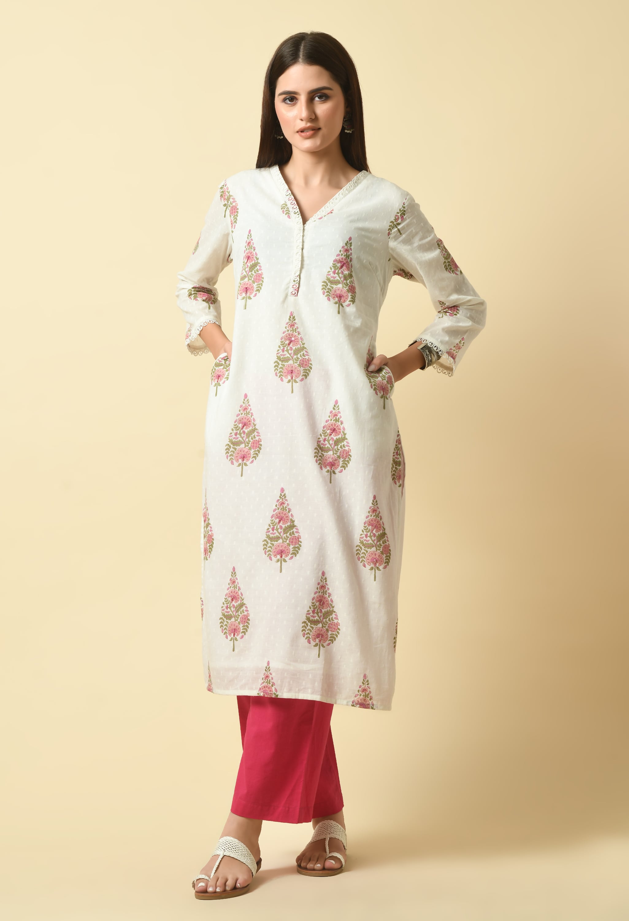 Madhuri Hand Block Cotton Kurta Set | Buy Hand Block Print Kurtas Set