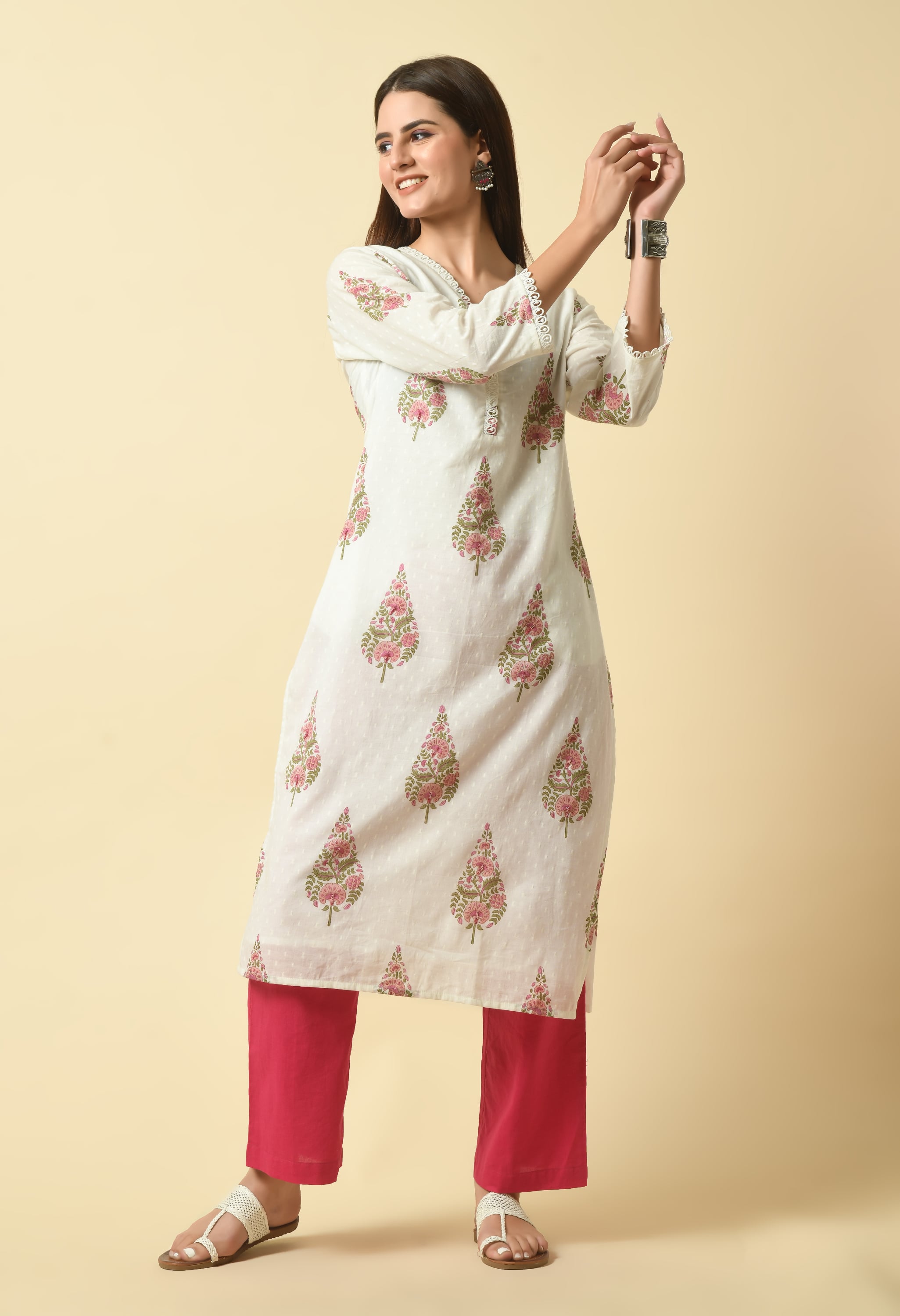 Madhuri Hand Block Cotton Kurta Set | Buy Hand Block Print Kurtas Set