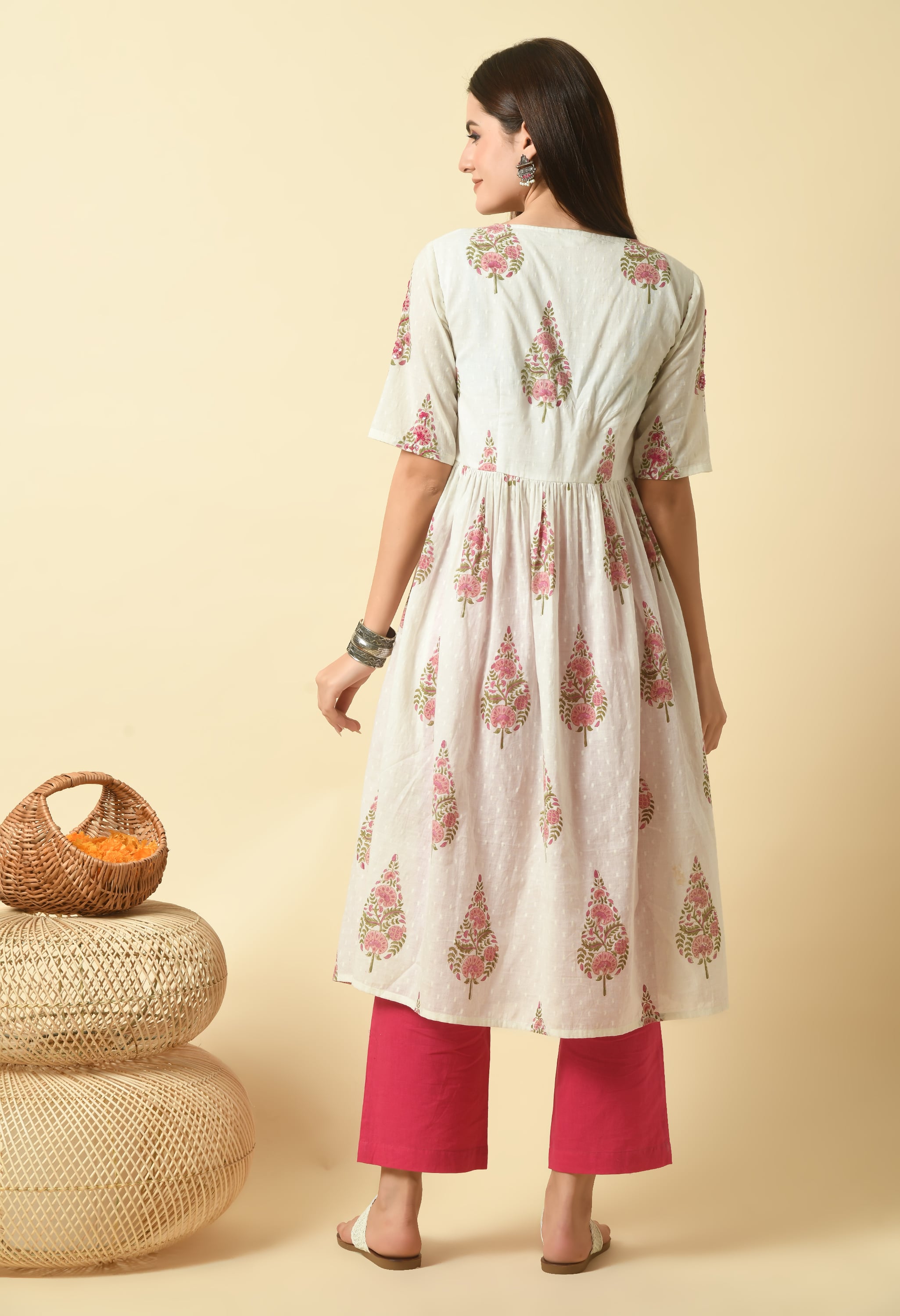 Aaliya Handblock Cotton Kurta Set | Women Pure Cotton Kurta Pant Set