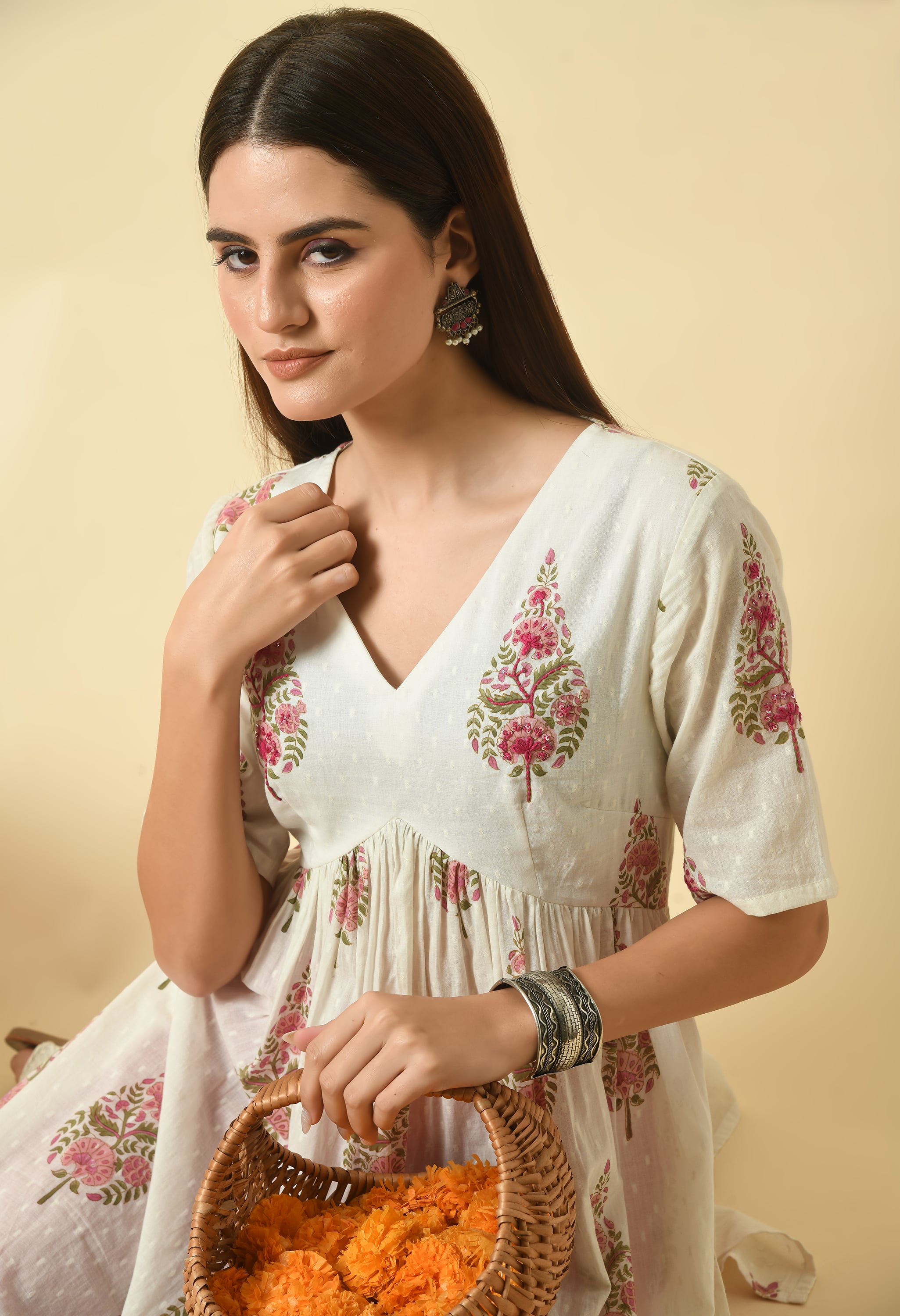 Aaliya Handblock Cotton Kurta Set | Women Pure Cotton Kurta Pant Set