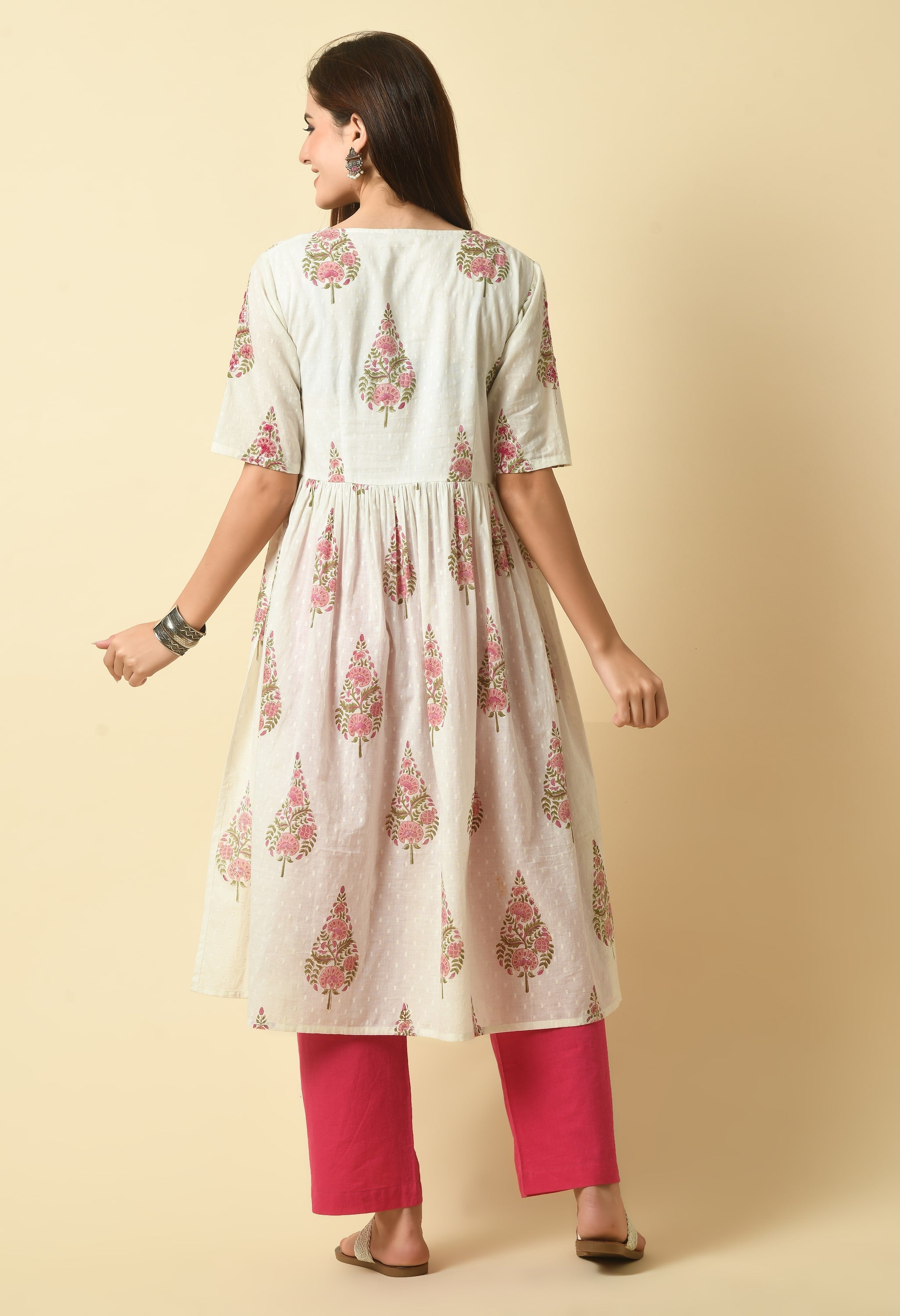 Aaliya Handblock Cotton Kurta Set | Women Pure Cotton Kurta Pant Set