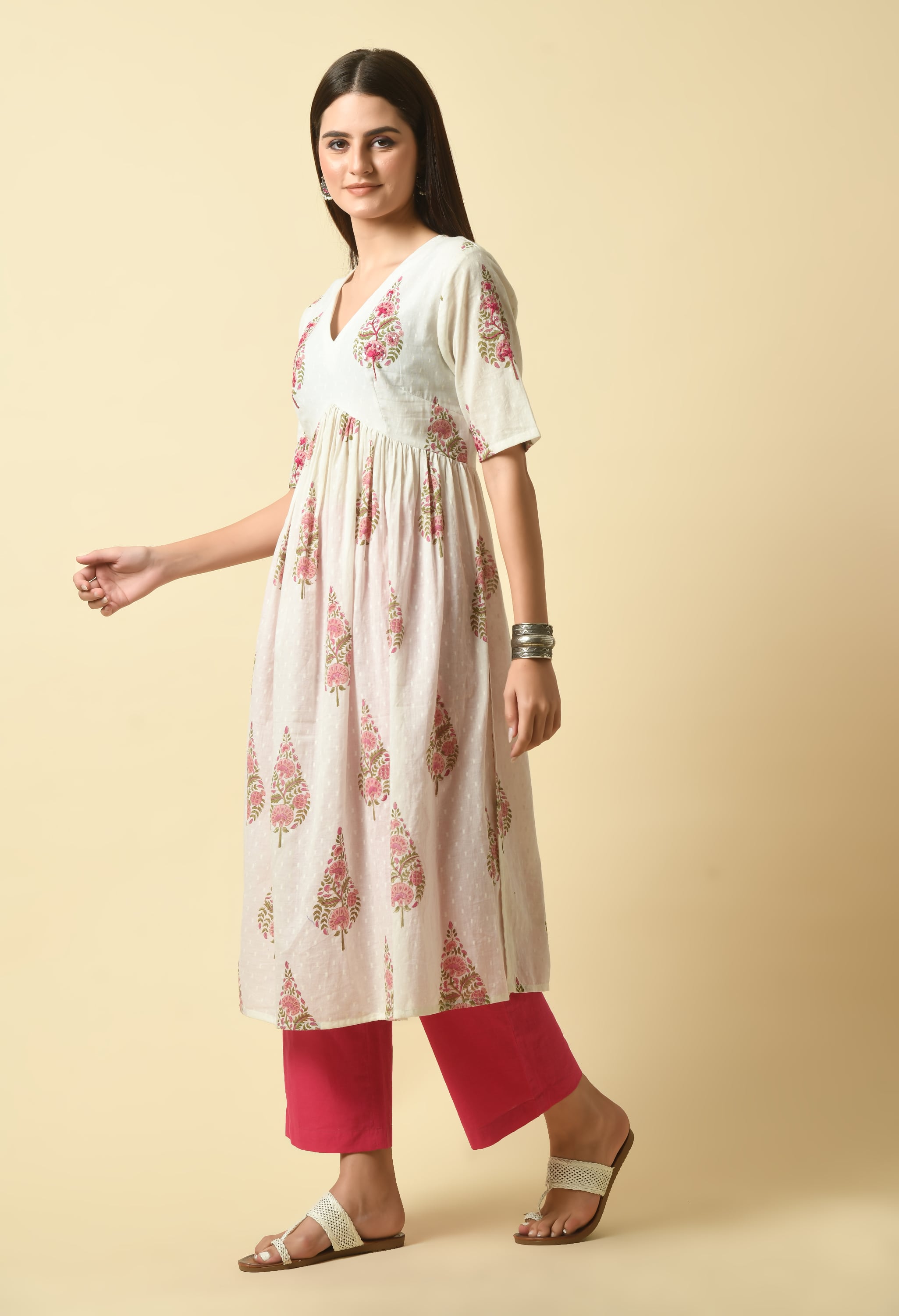 Aaliya Handblock Cotton Kurta Set | Women Pure Cotton Kurta Pant Set