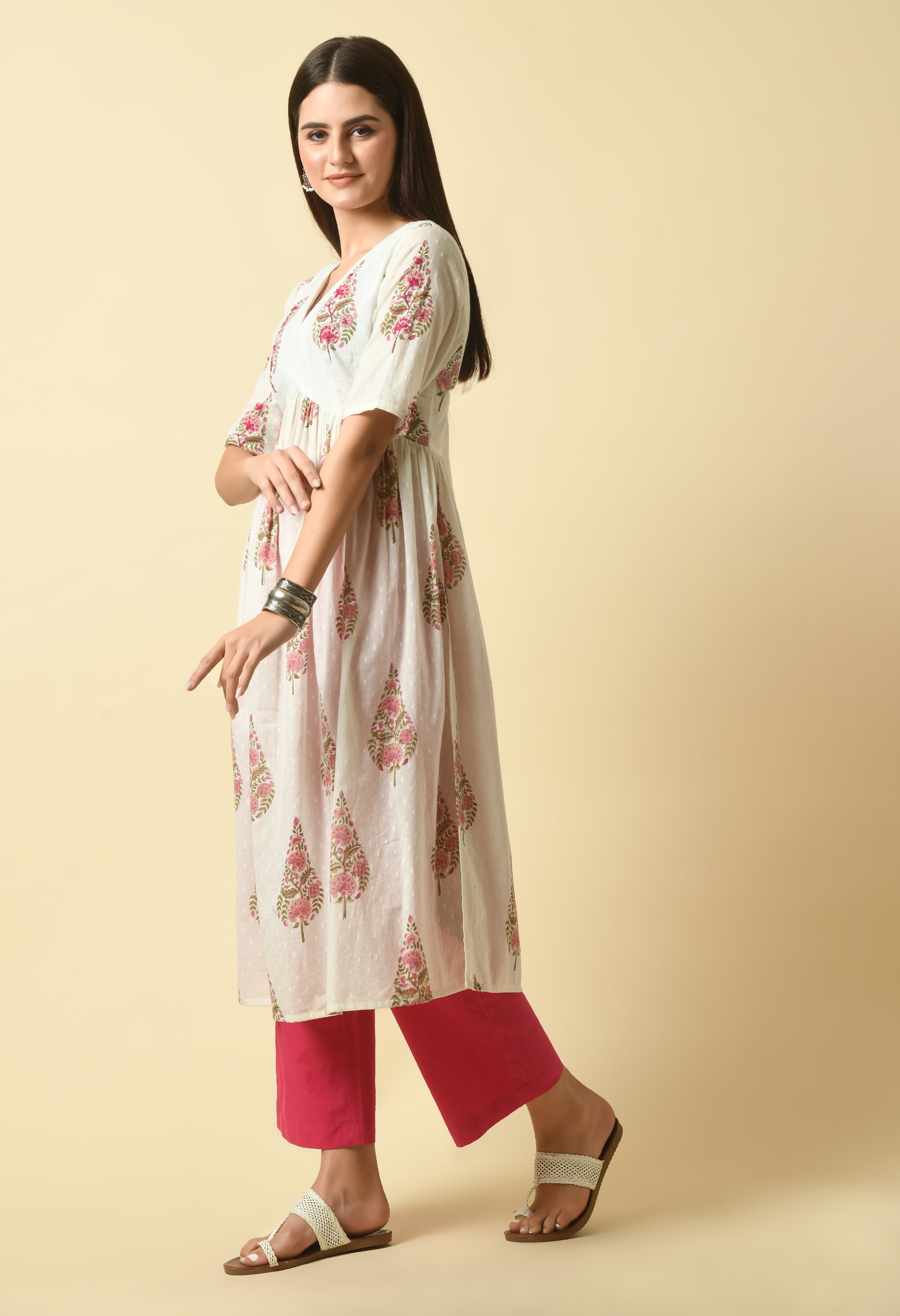 Aaliya Handblock Cotton Kurta Set | Women Pure Cotton Kurta Pant Set