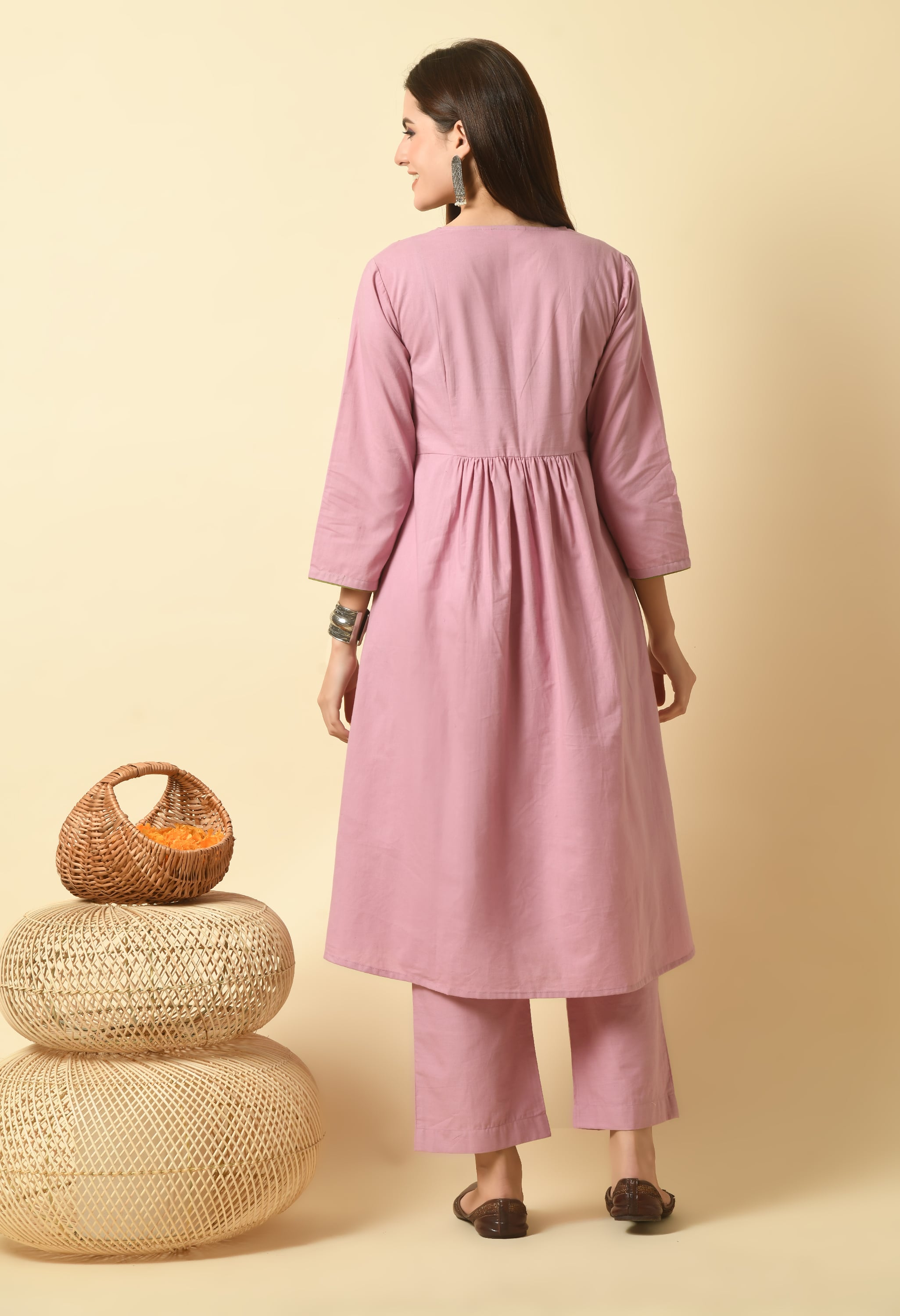 Easy Mauve Cotton Kurta Set | Mauve Kurtas Set Online