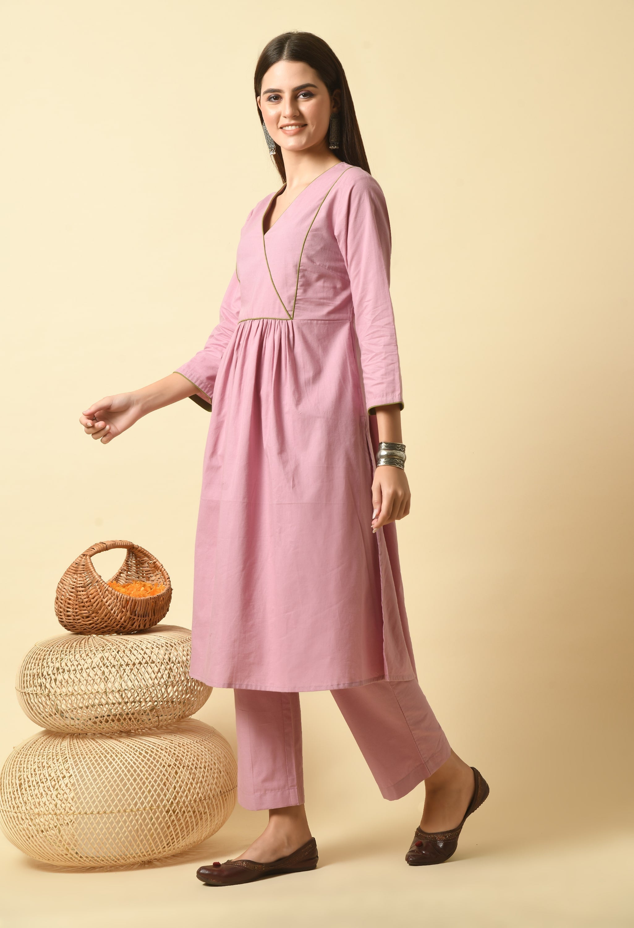 Easy Mauve Cotton Kurta Set | Mauve Kurtas Set Online