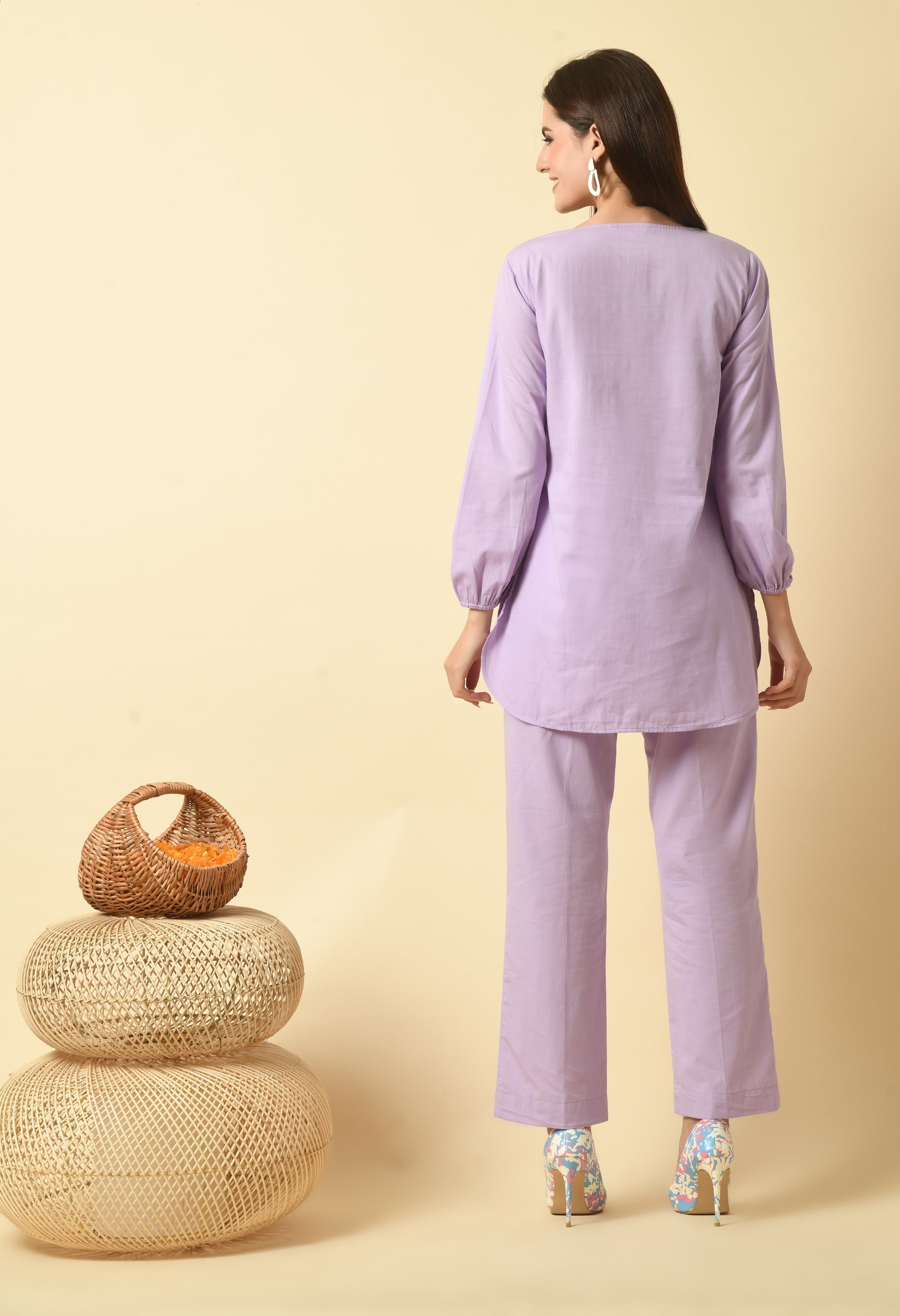 Rozaana Cotton Co-ord Set | Purple Co Ord Set for Women