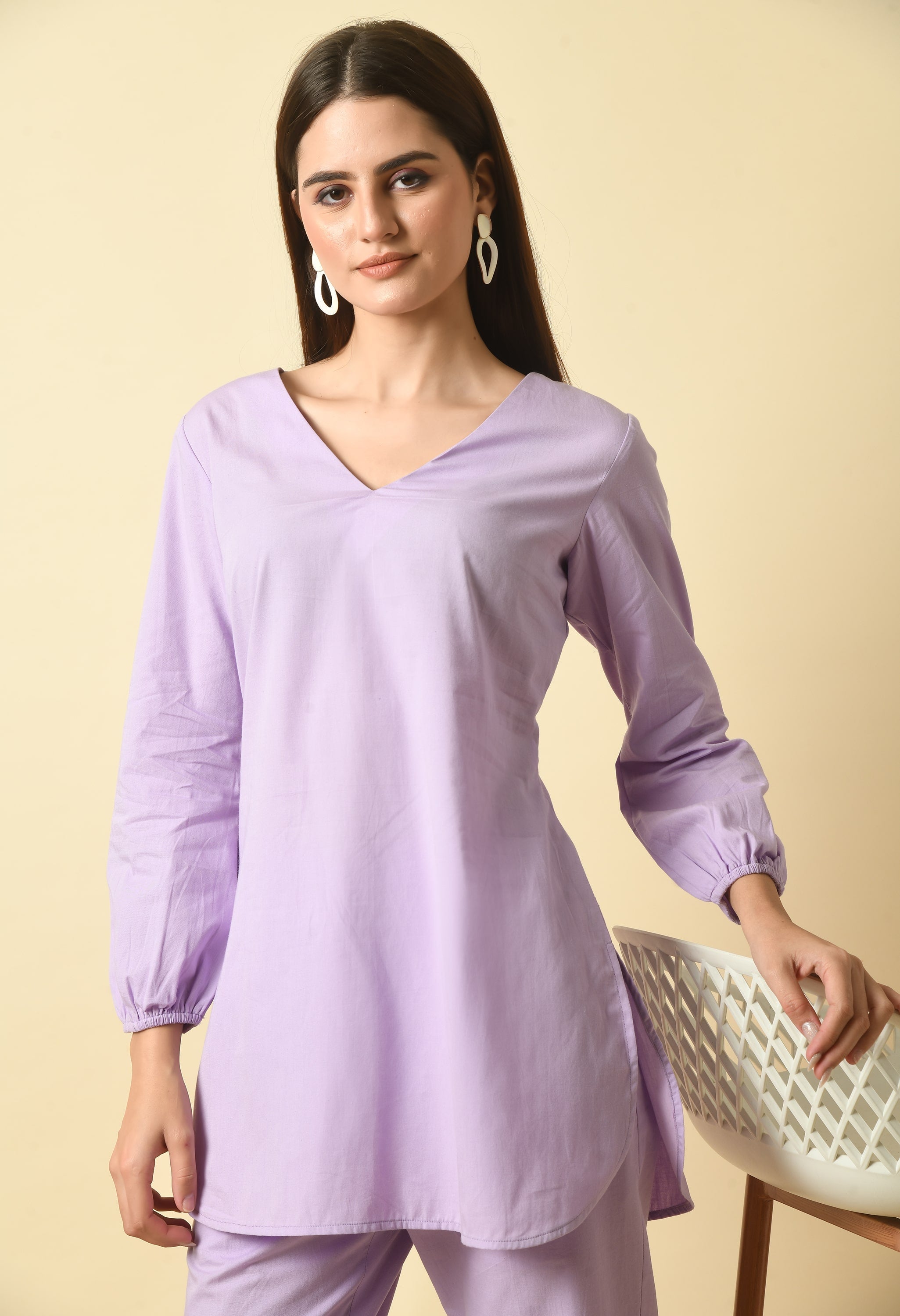 Rozaana Cotton Co-ord Set | Purple Co Ord Set for Women