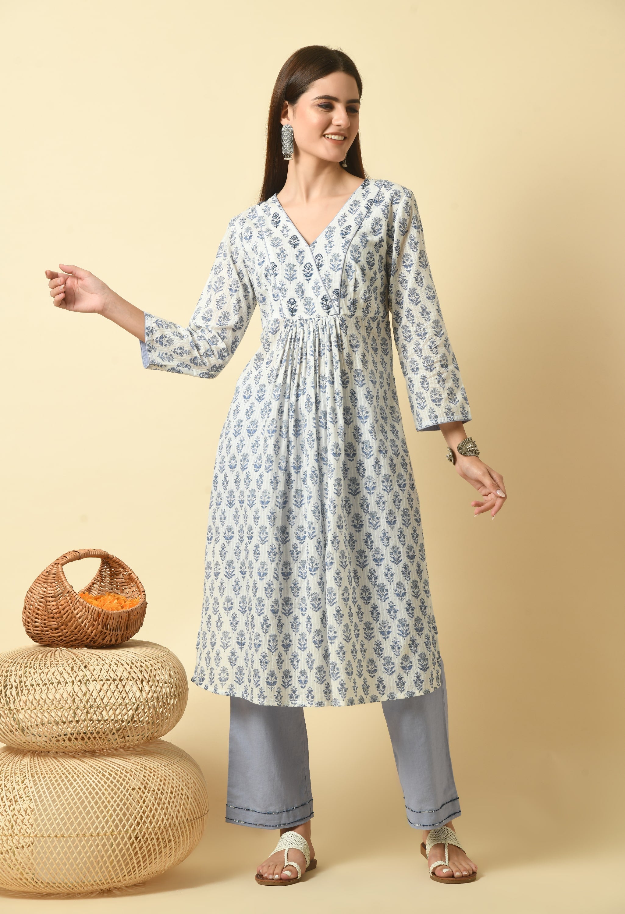 Faag Handblock Cotton Kurta Set | Hand Block Kurta Set for Women