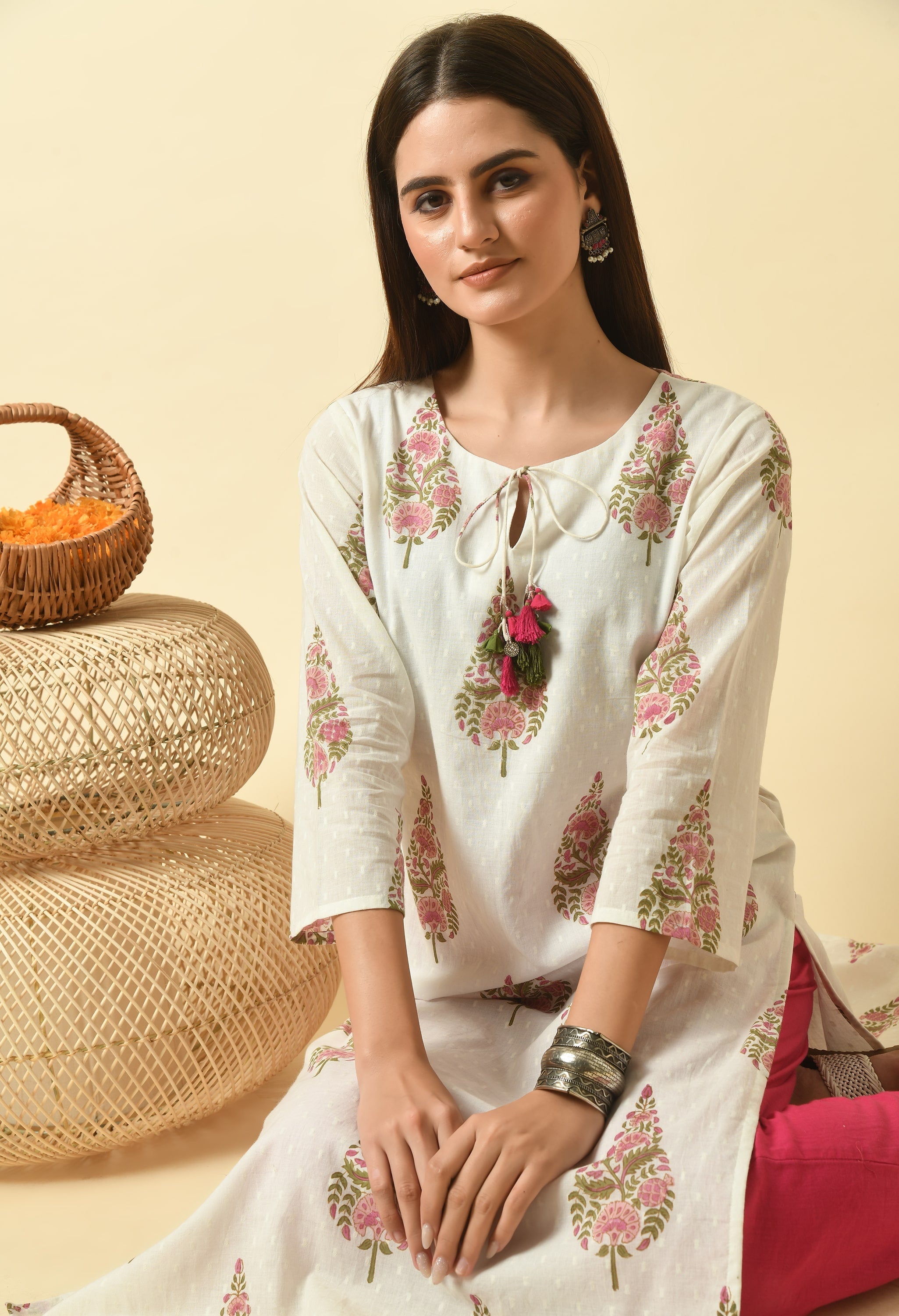 Saanjh Handblock Cotton Kurti Set | Buy Hand Block Print Kurtas Online