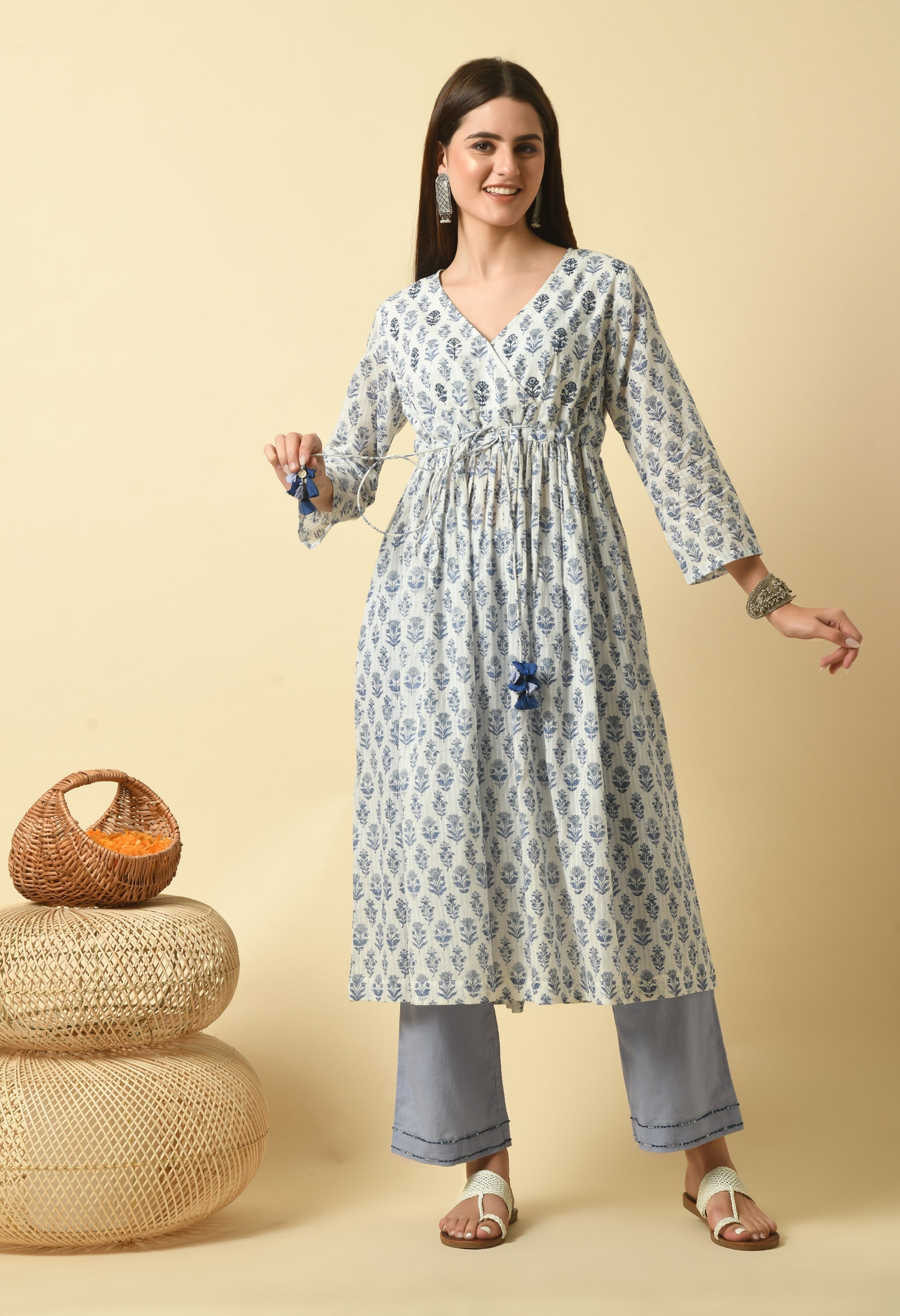 Poshak Handblock Cotton Kurta Set | Hand Block Print Kurta Set
