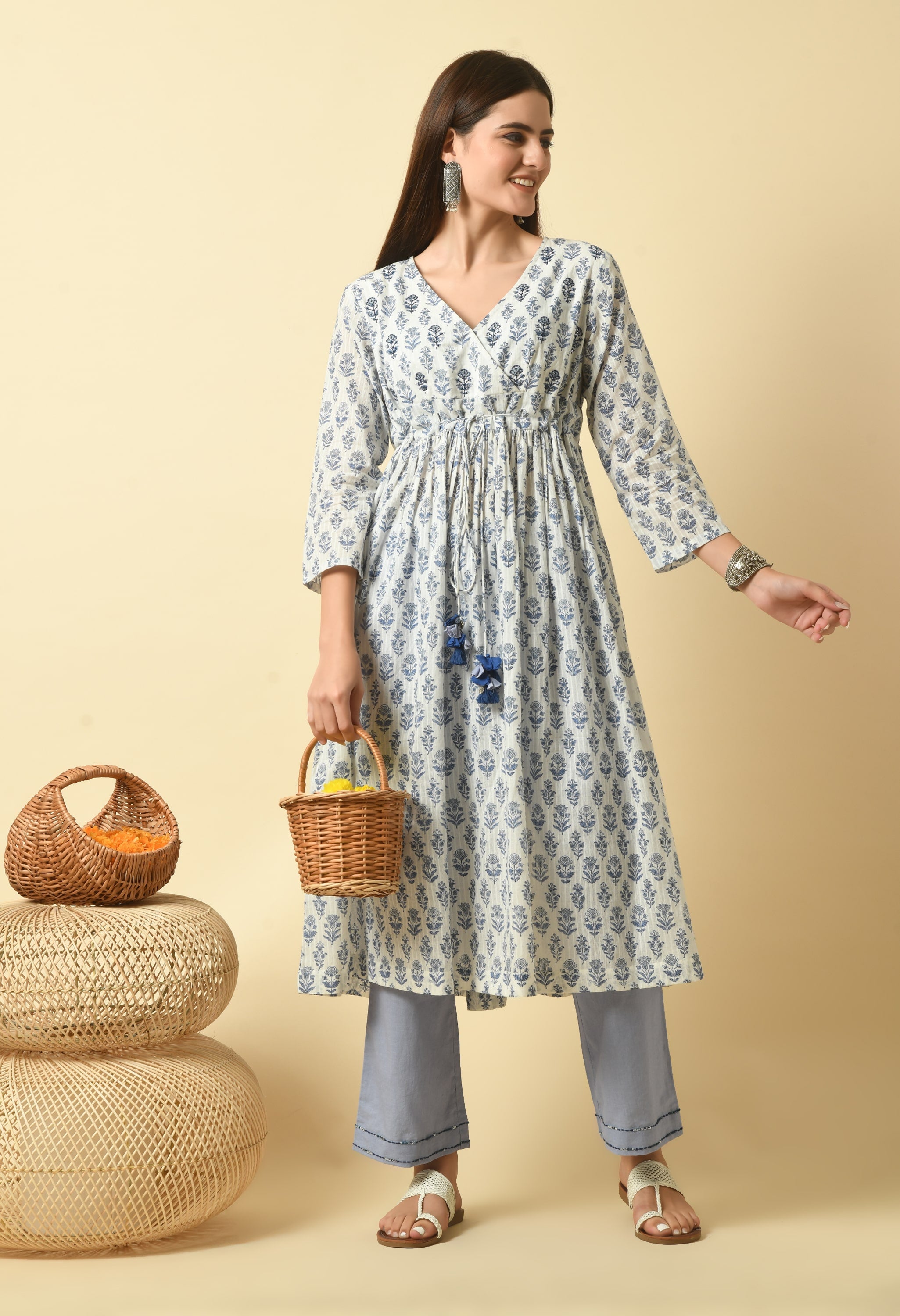 Poshak Handblock Cotton Kurta Set | Hand Block Print Kurta Set