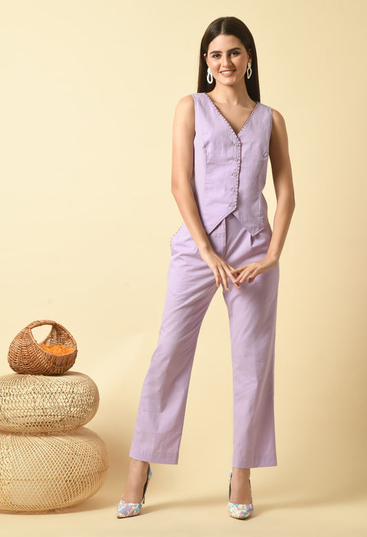 lavender-cotton-vest-co-ord-set-|-lounge-coord-sets-for-women