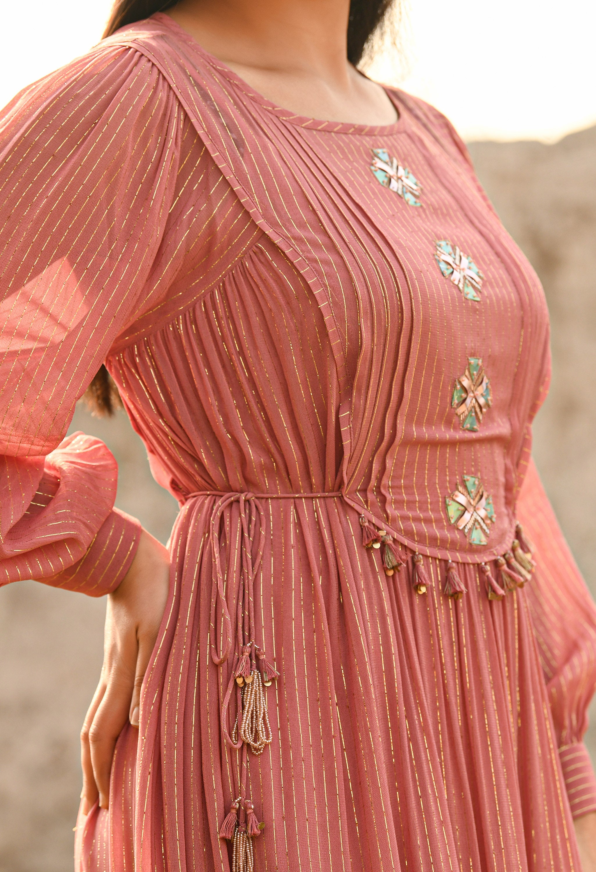 Sitar Lurex Flare Dress | Lurex Dresses For Women