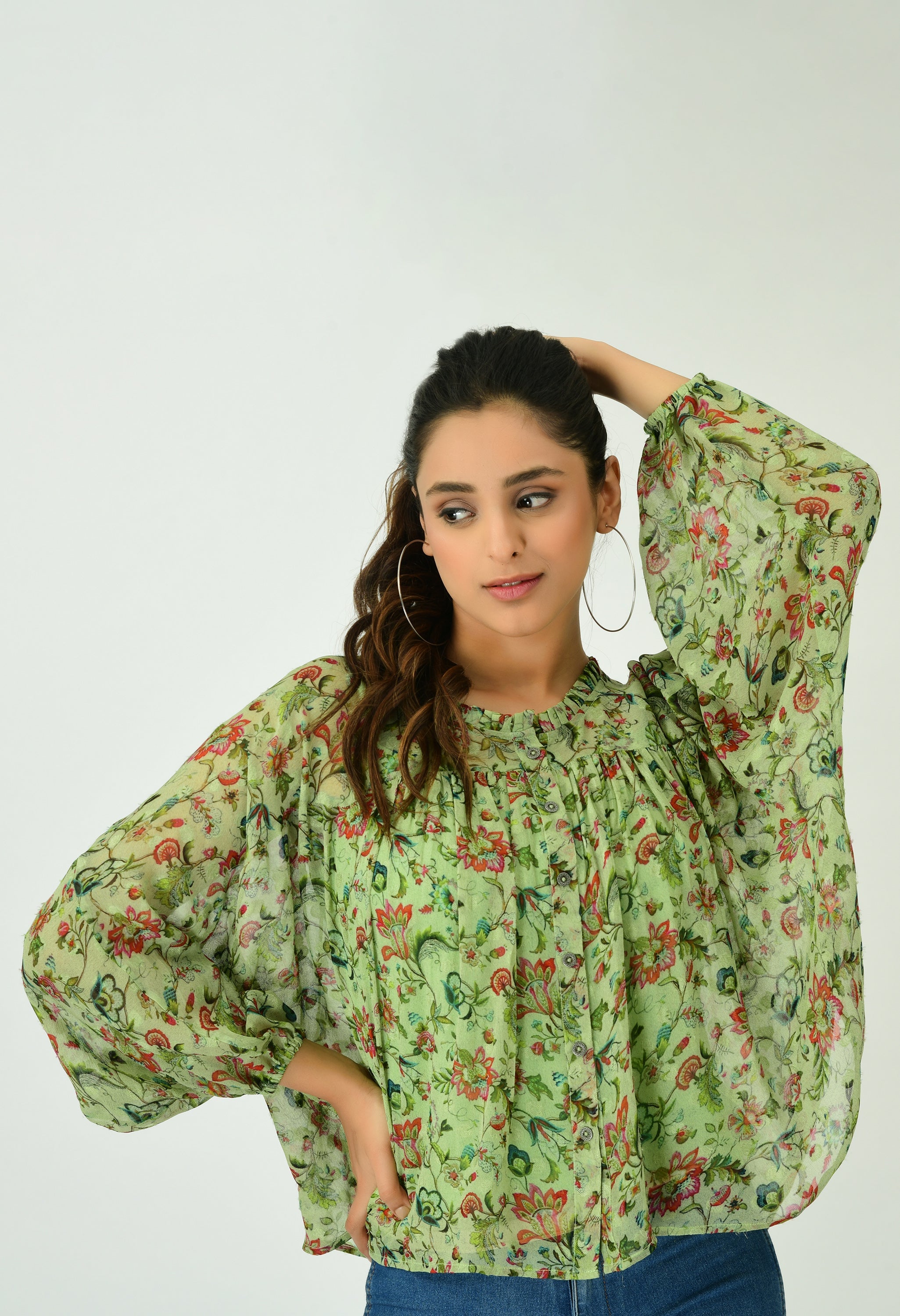 Forest Print Viscose Top | Forest Print Top for Women