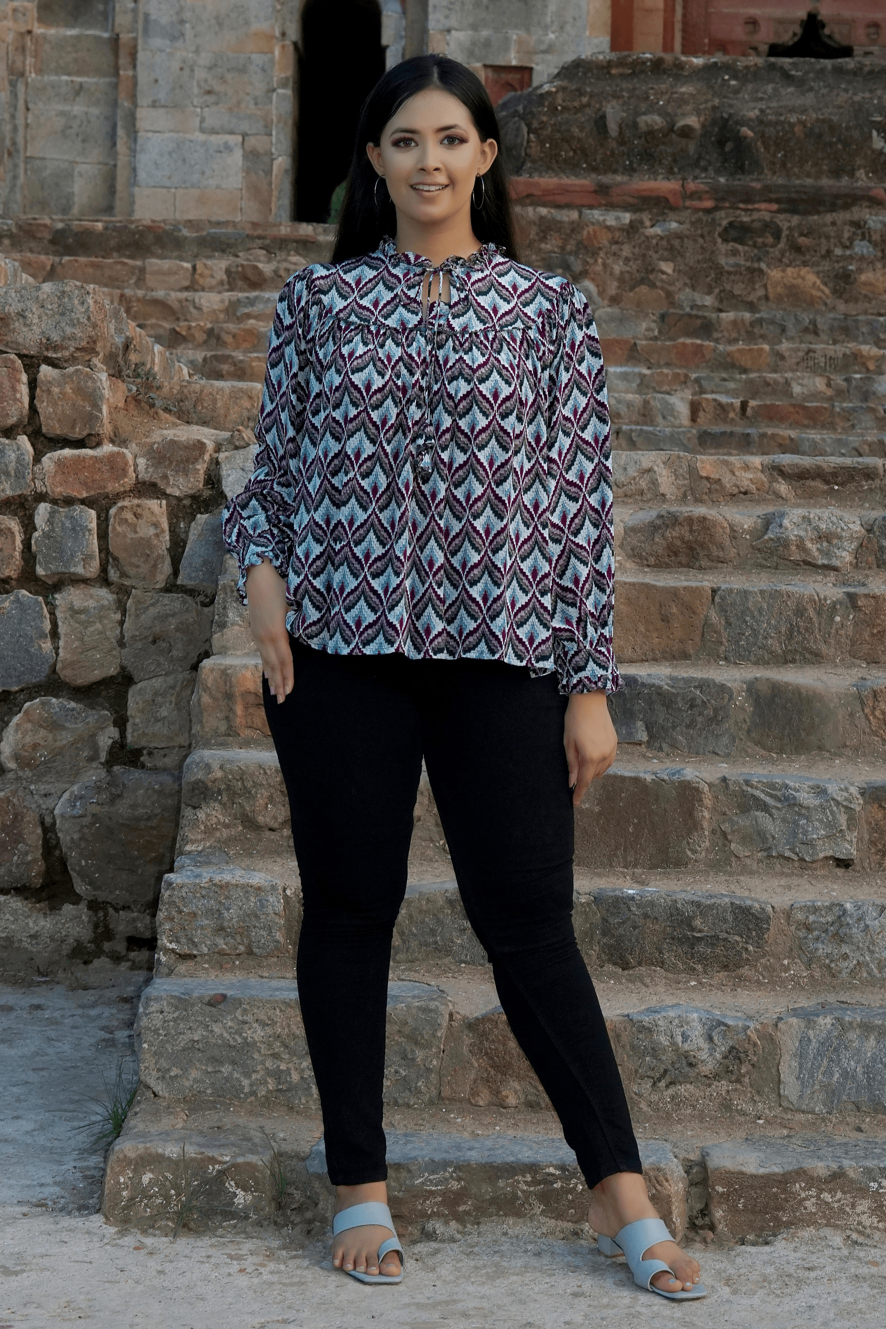 Ethnic Crepe Top | Crop Tops Ethnic for Women