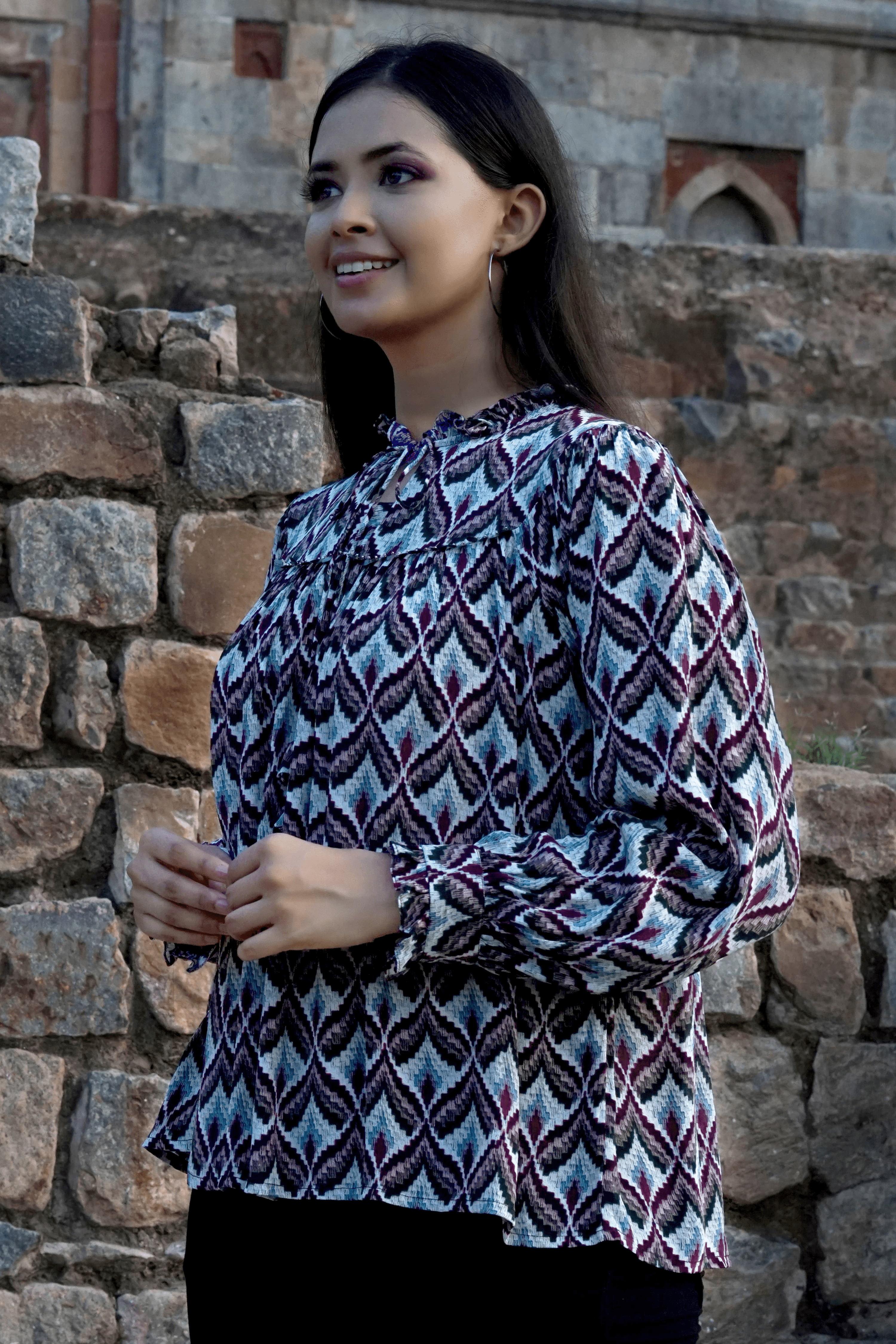 Ethnic Crepe Top | Crop Tops Ethnic for Women