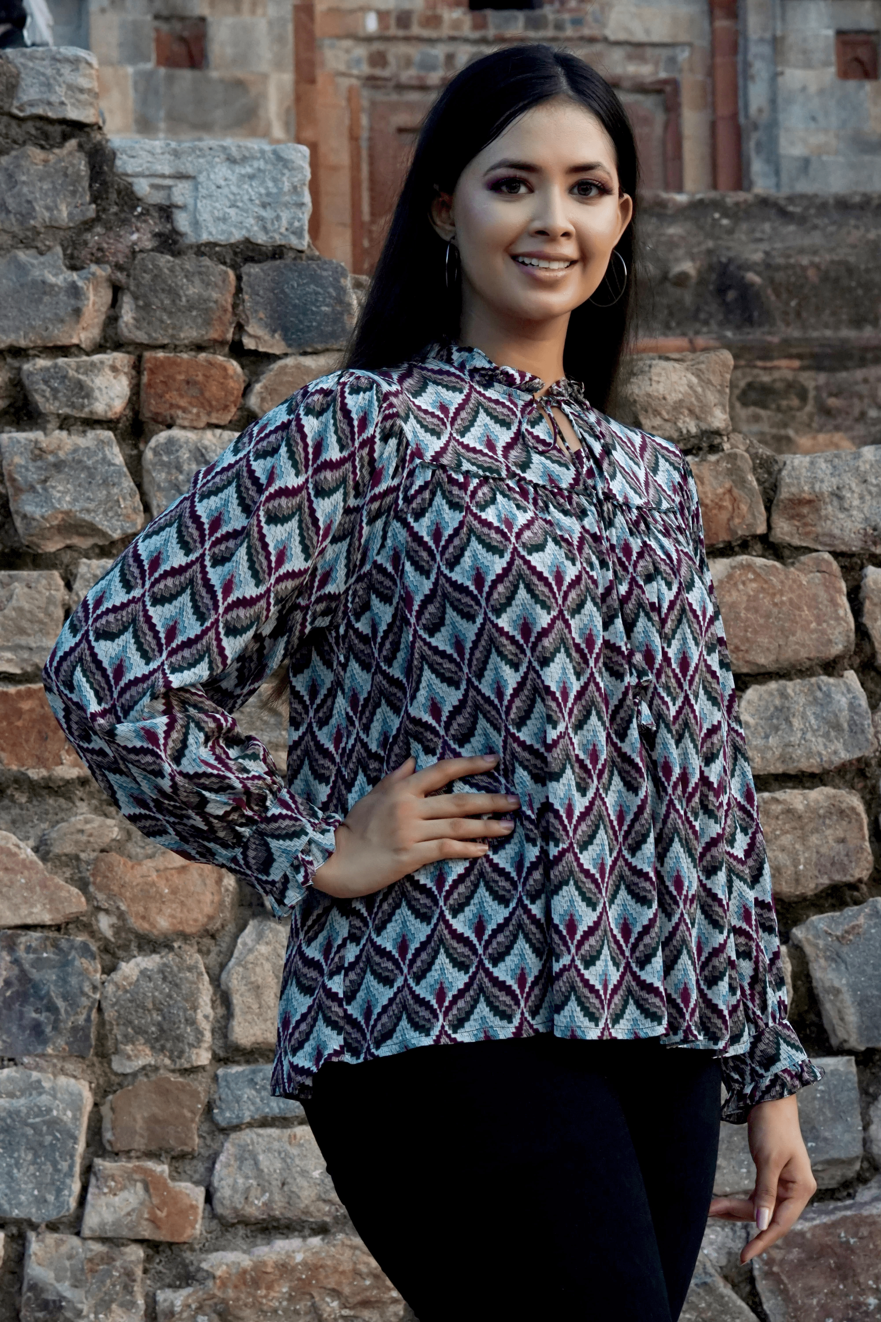 Ethnic Crepe Top | Crop Tops Ethnic for Women