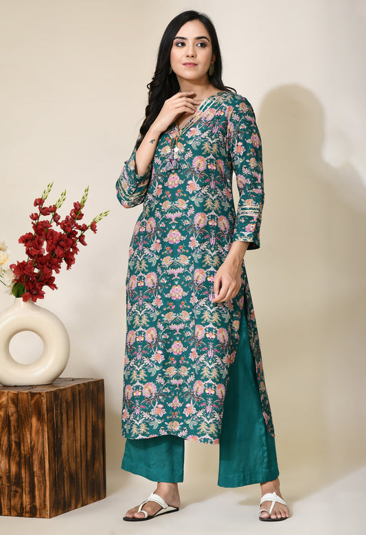 forest-green-cotton-kurta-set-|-green-cotton-kurta-set-for-women