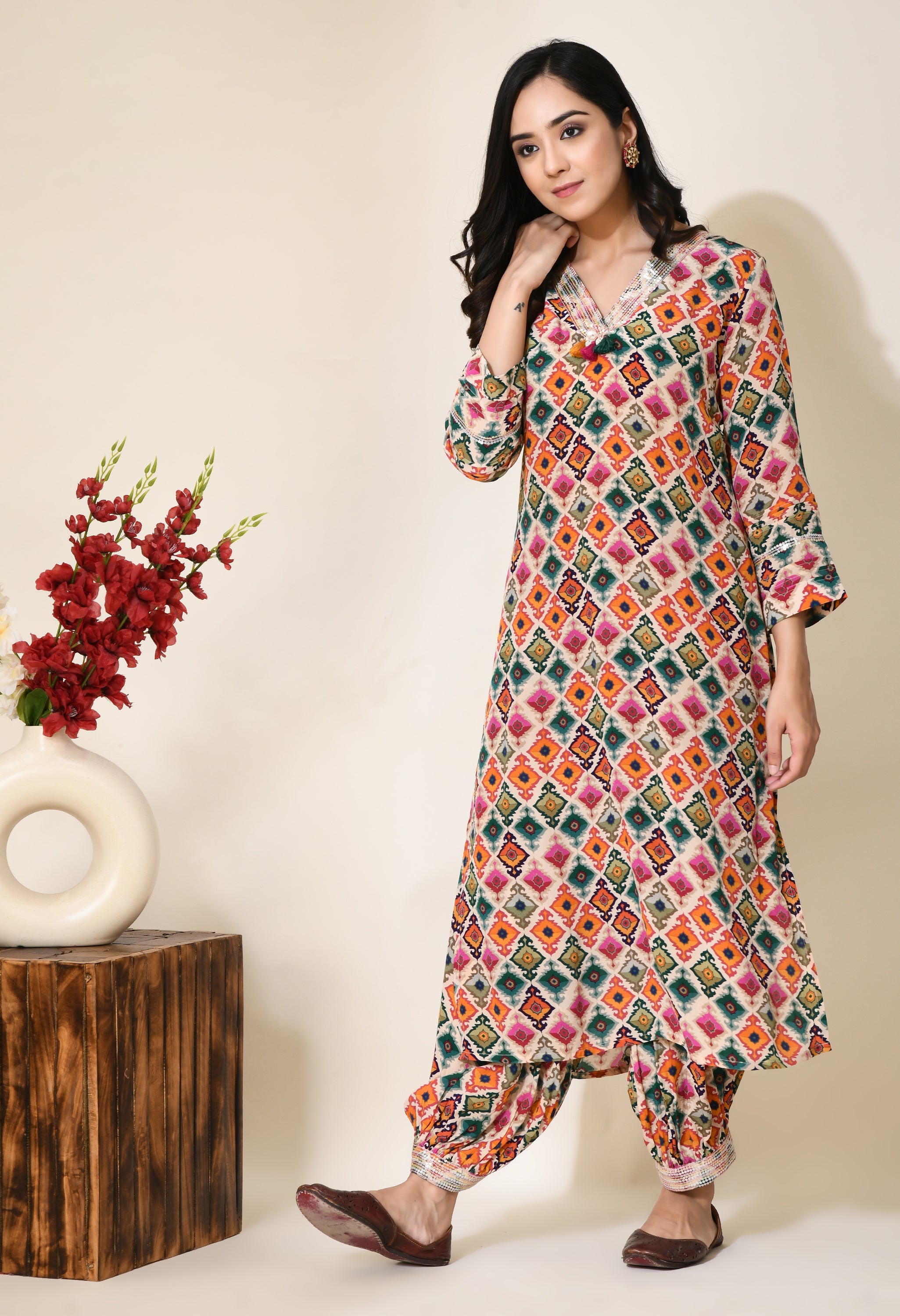Roshan Crape Kurta | Crepe Kurta for Women