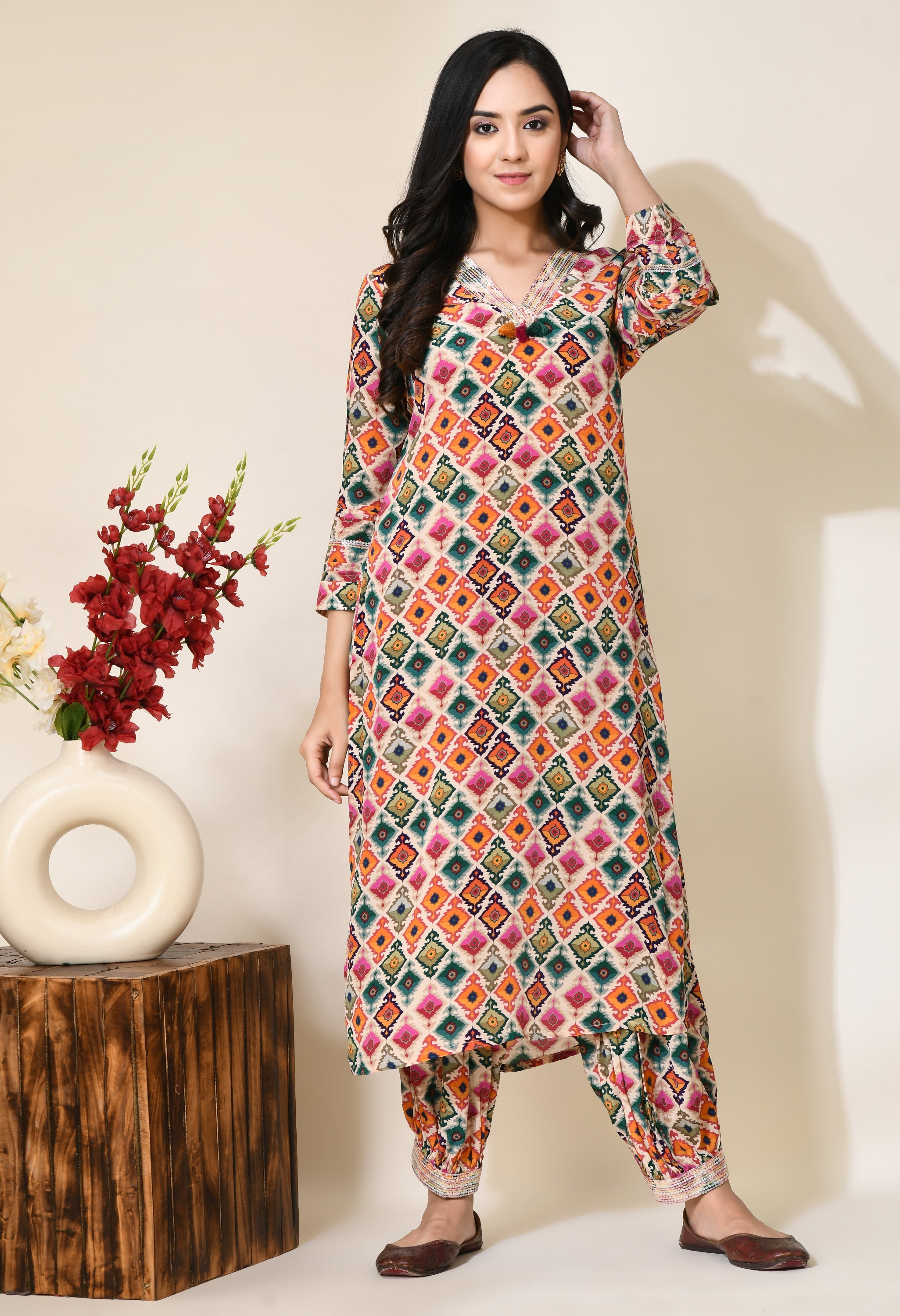 Roshan Crape Kurta | Crepe Kurta for Women