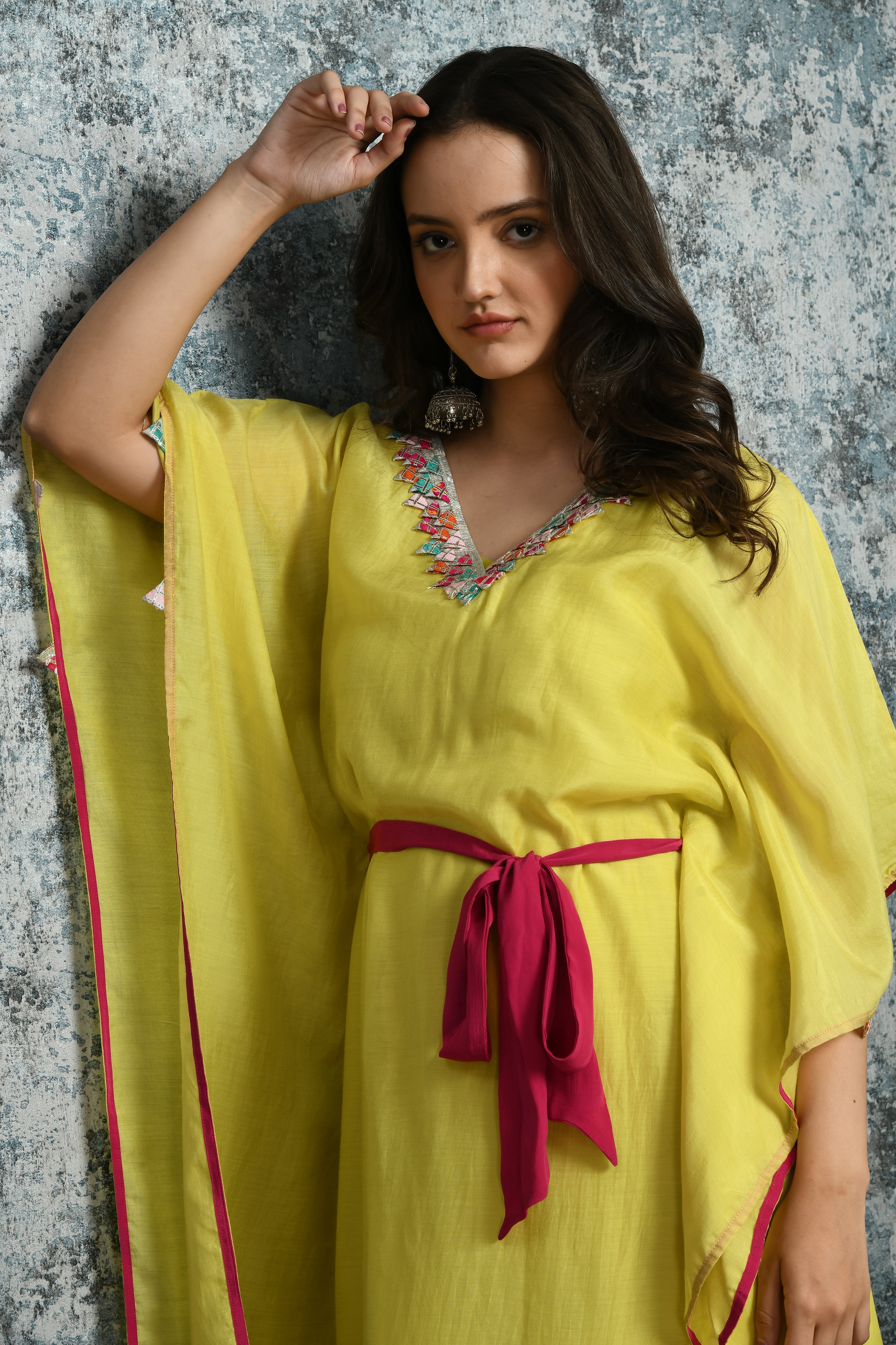 Lime Silk Kaftan | Silk Kaftan for Women