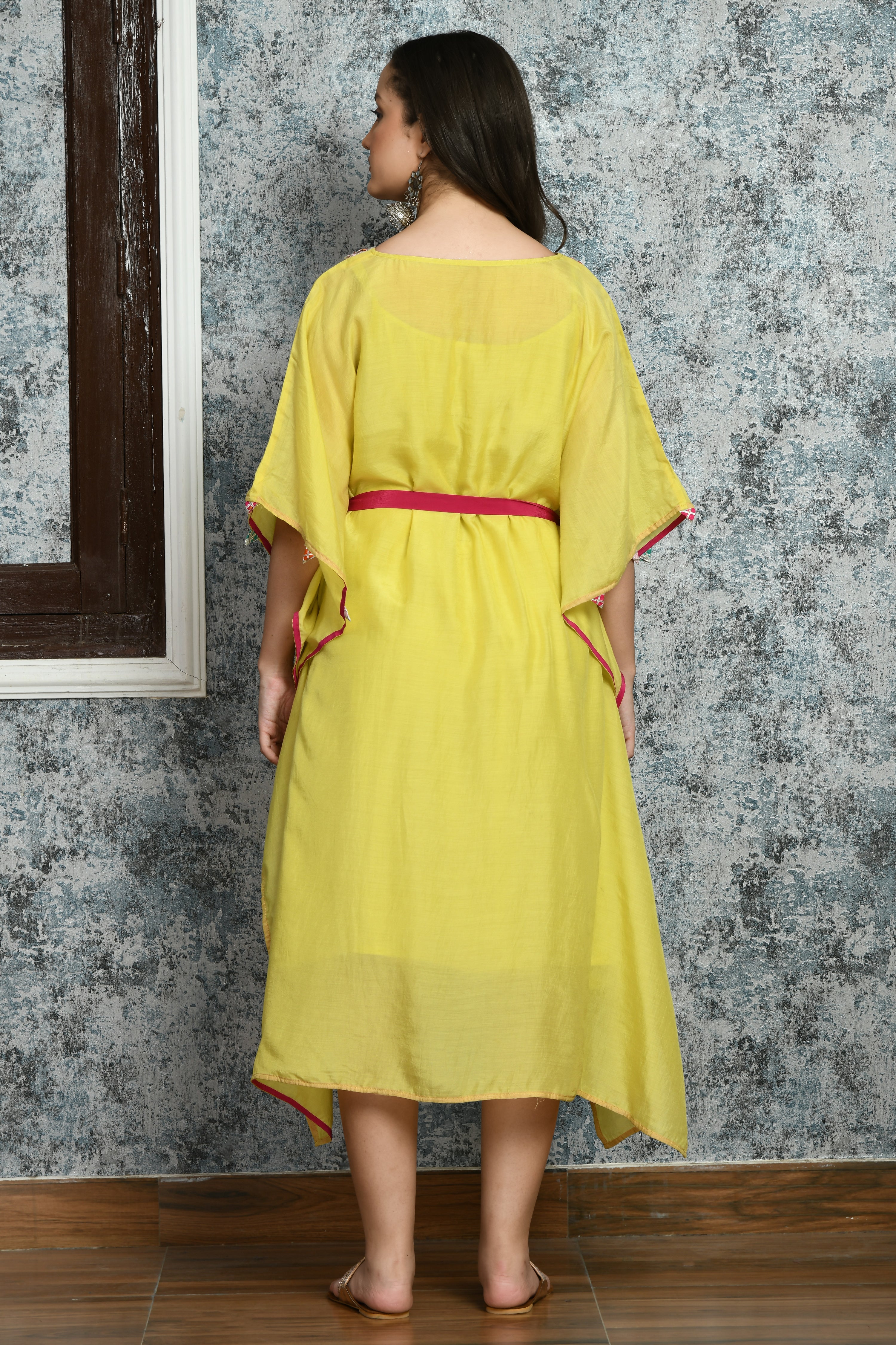 Lime Silk Kaftan | Silk Kaftan for Women