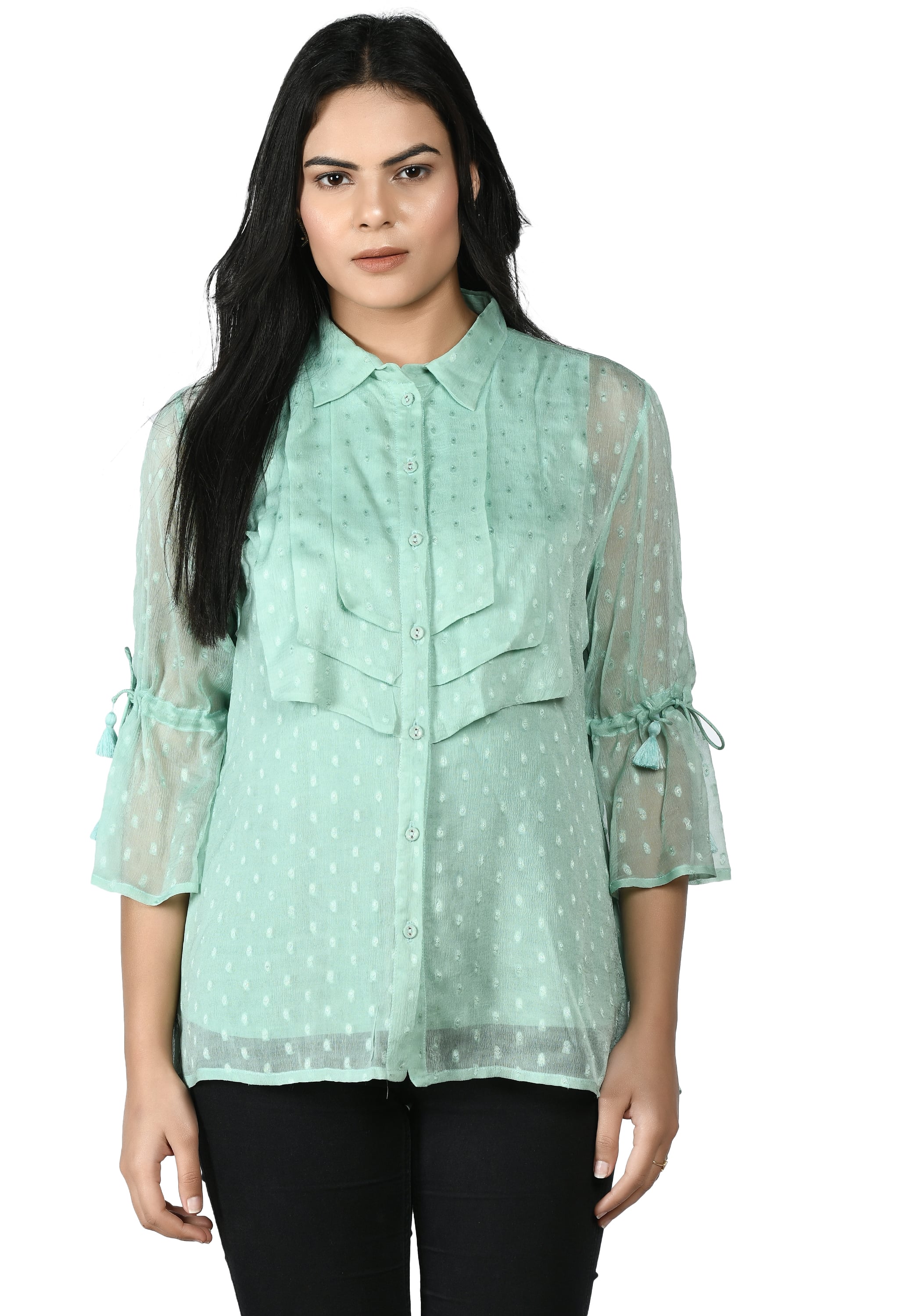 Mint Chiffon Top | Light Green Chiffon Top