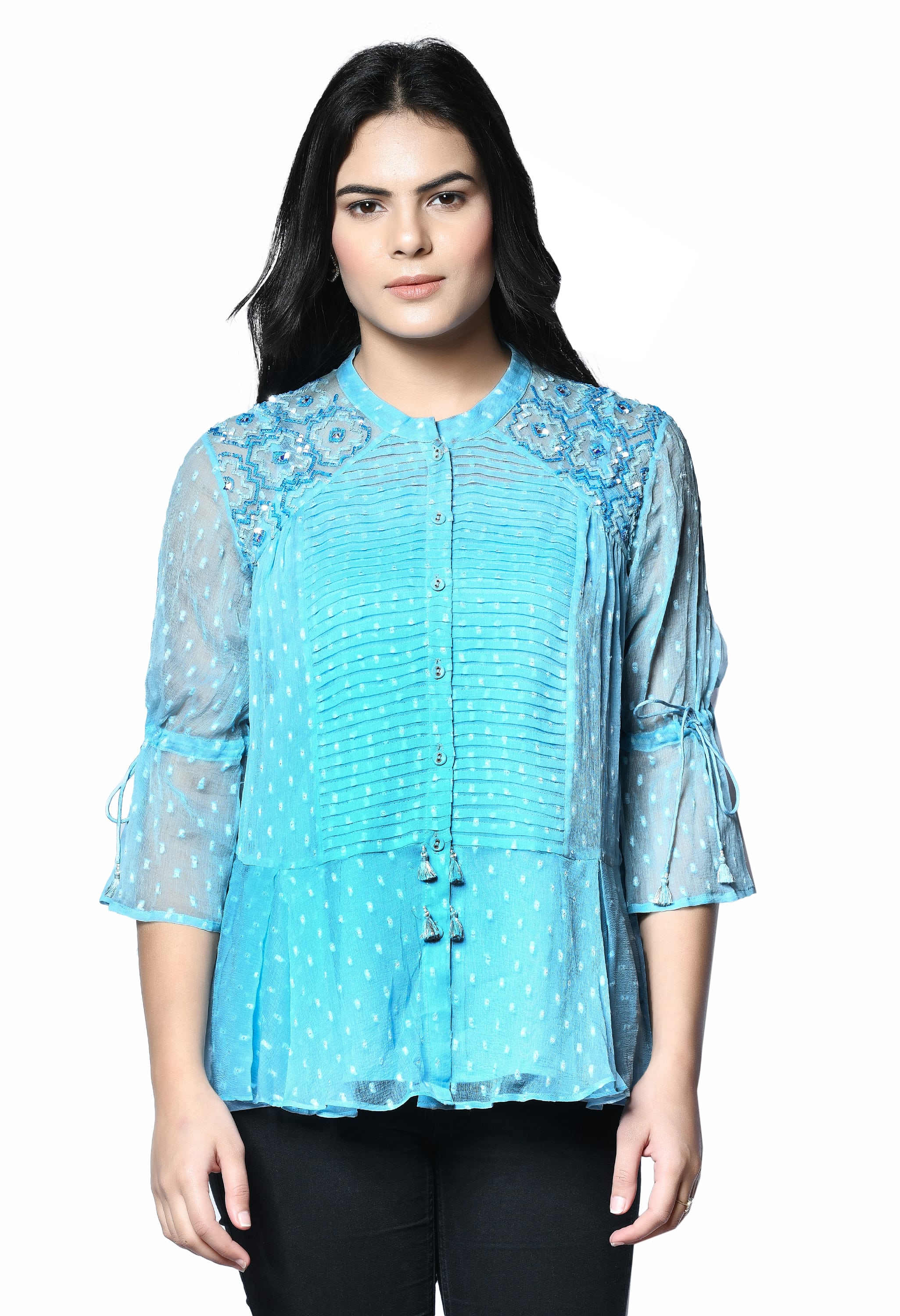 Label Chiffon Top | Label Sky Blue Chiffon Top