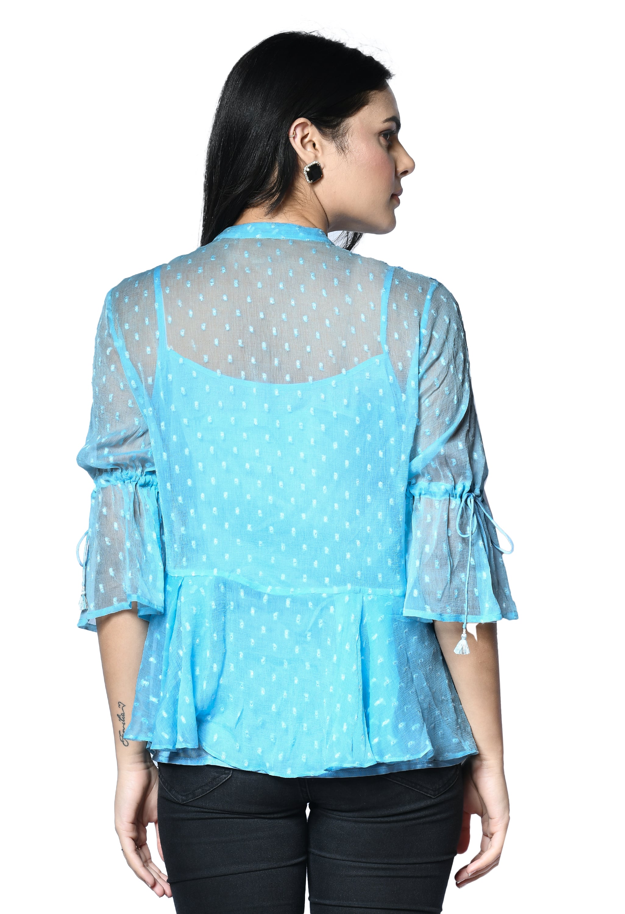 Label Chiffon Top | Label Sky Blue Chiffon Top – SEEDS OF FUSION