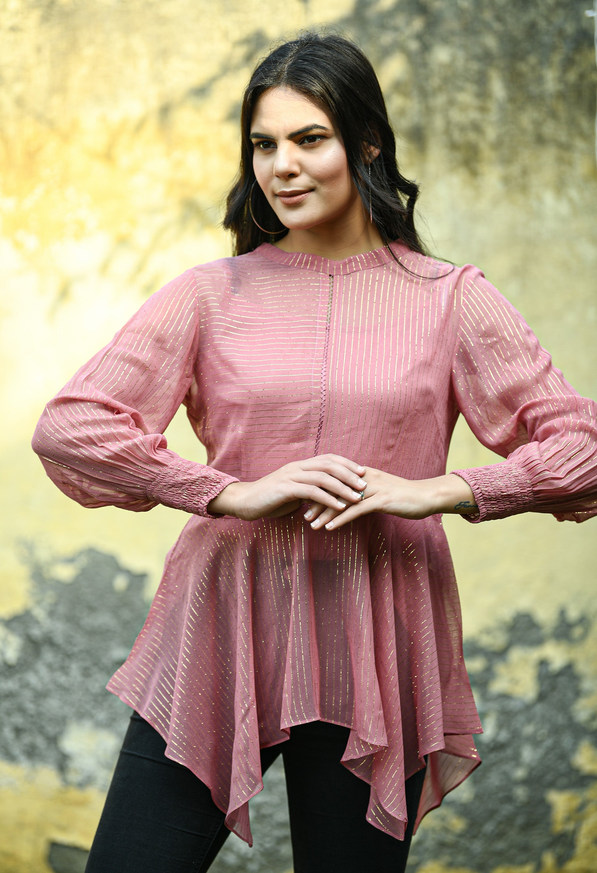 Rust Lurex Top | Lurex Clothing online in India