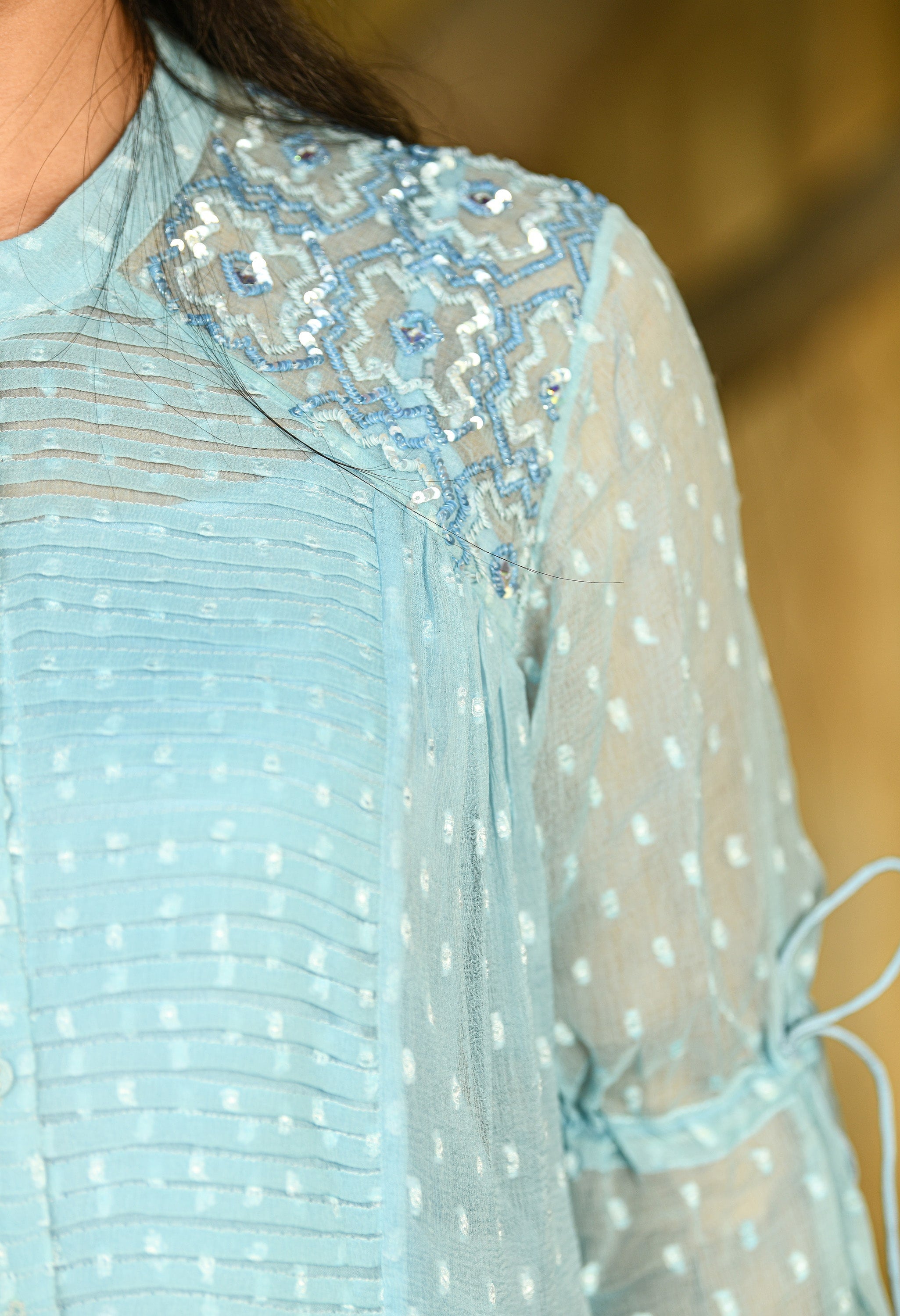 Label Chiffon Top | Label Sky Blue Chiffon Top – SEEDS OF FUSION