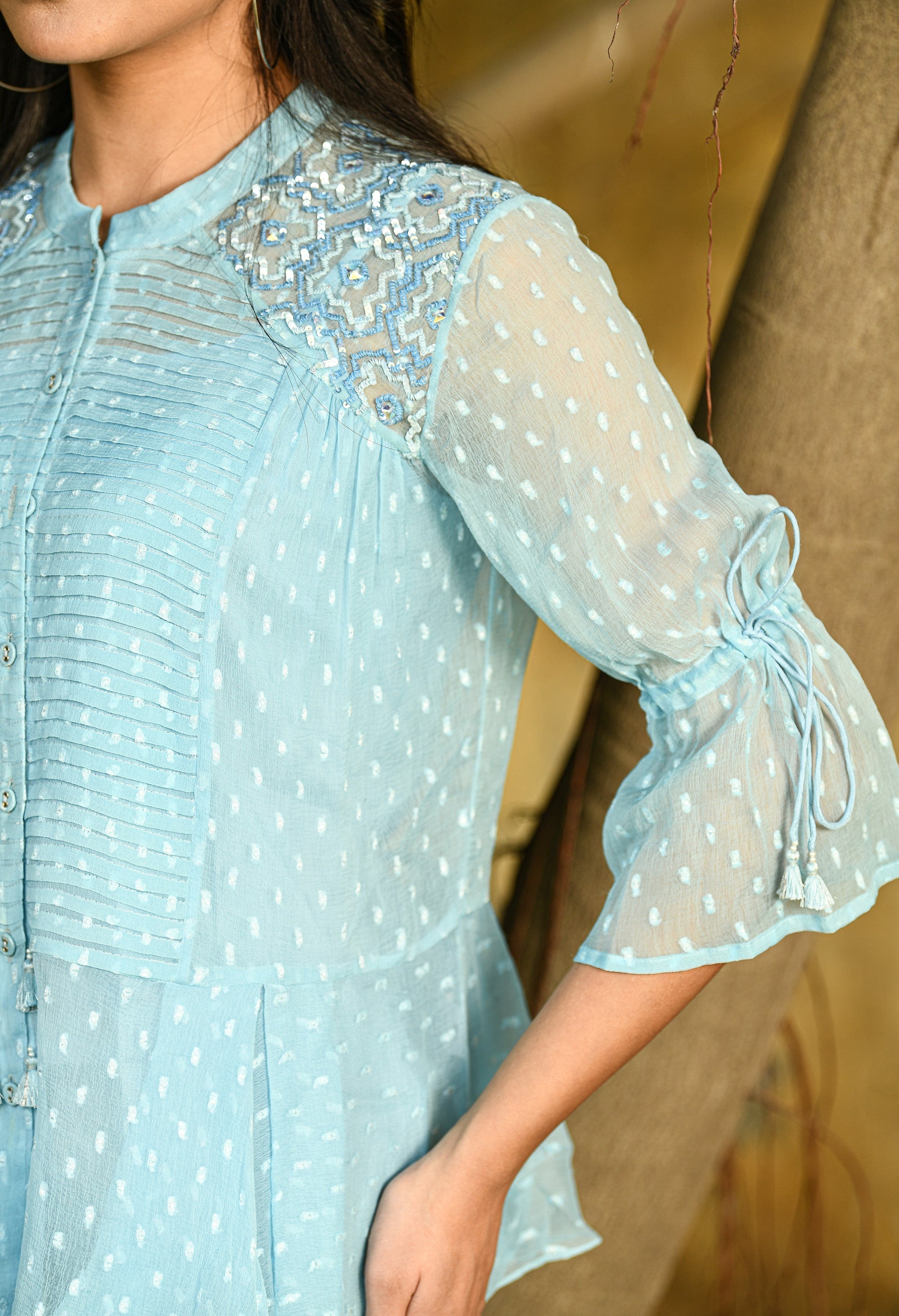 Label Chiffon Top | Label Sky Blue Chiffon Top